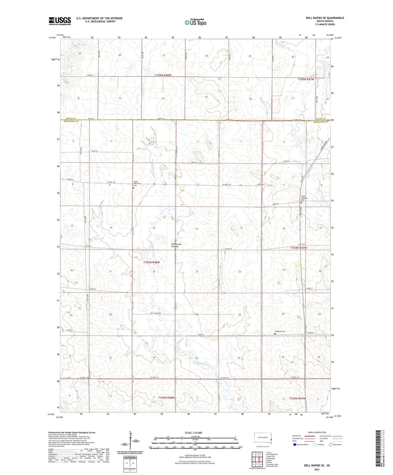 Dell Rapids SE South Dakota US Topo Map Image