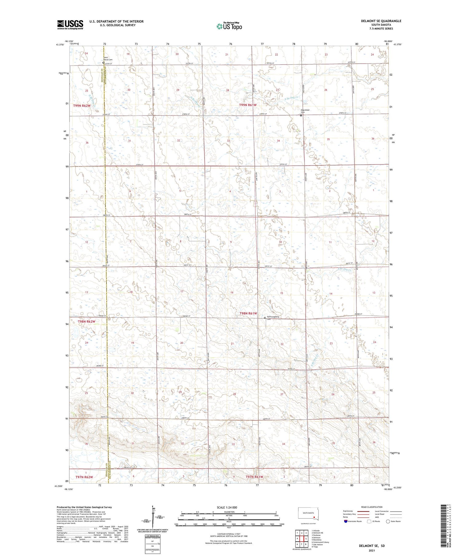 Delmont SE South Dakota US Topo Map Image