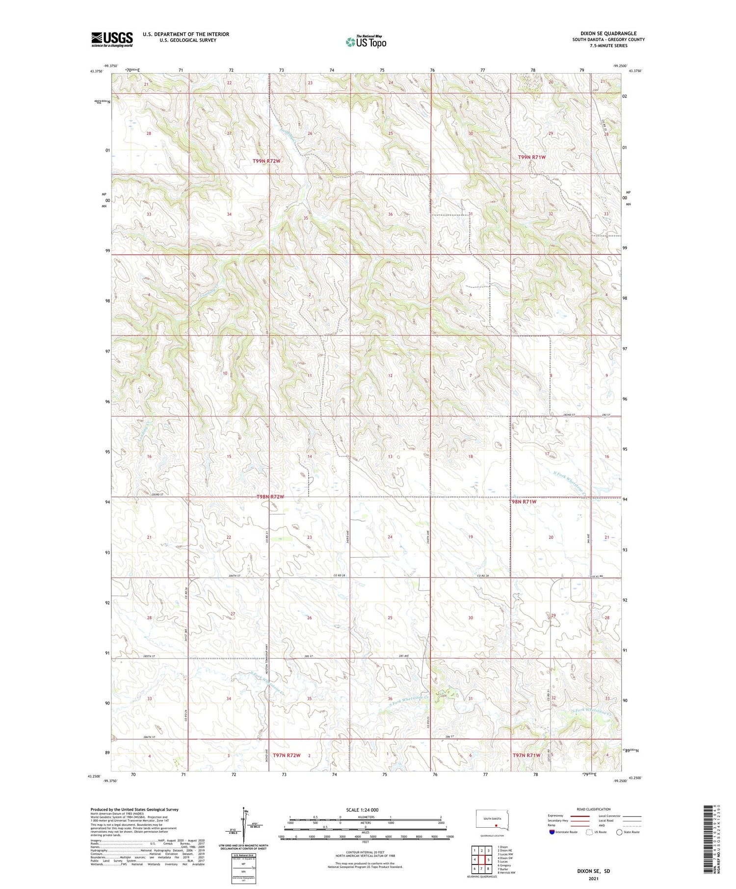 Dixon SE South Dakota US Topo Map Image