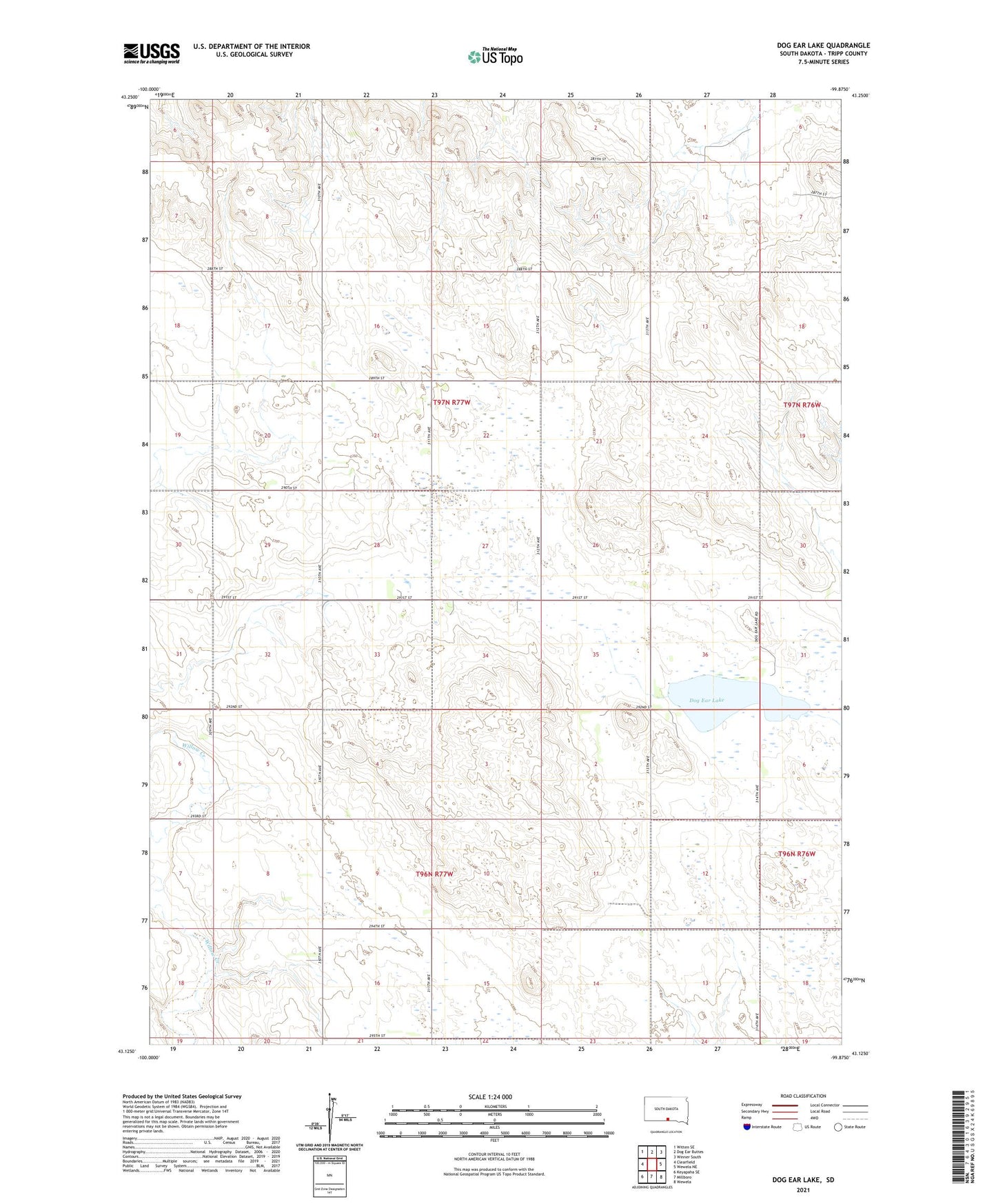 Dog Ear Lake South Dakota US Topo Map Image
