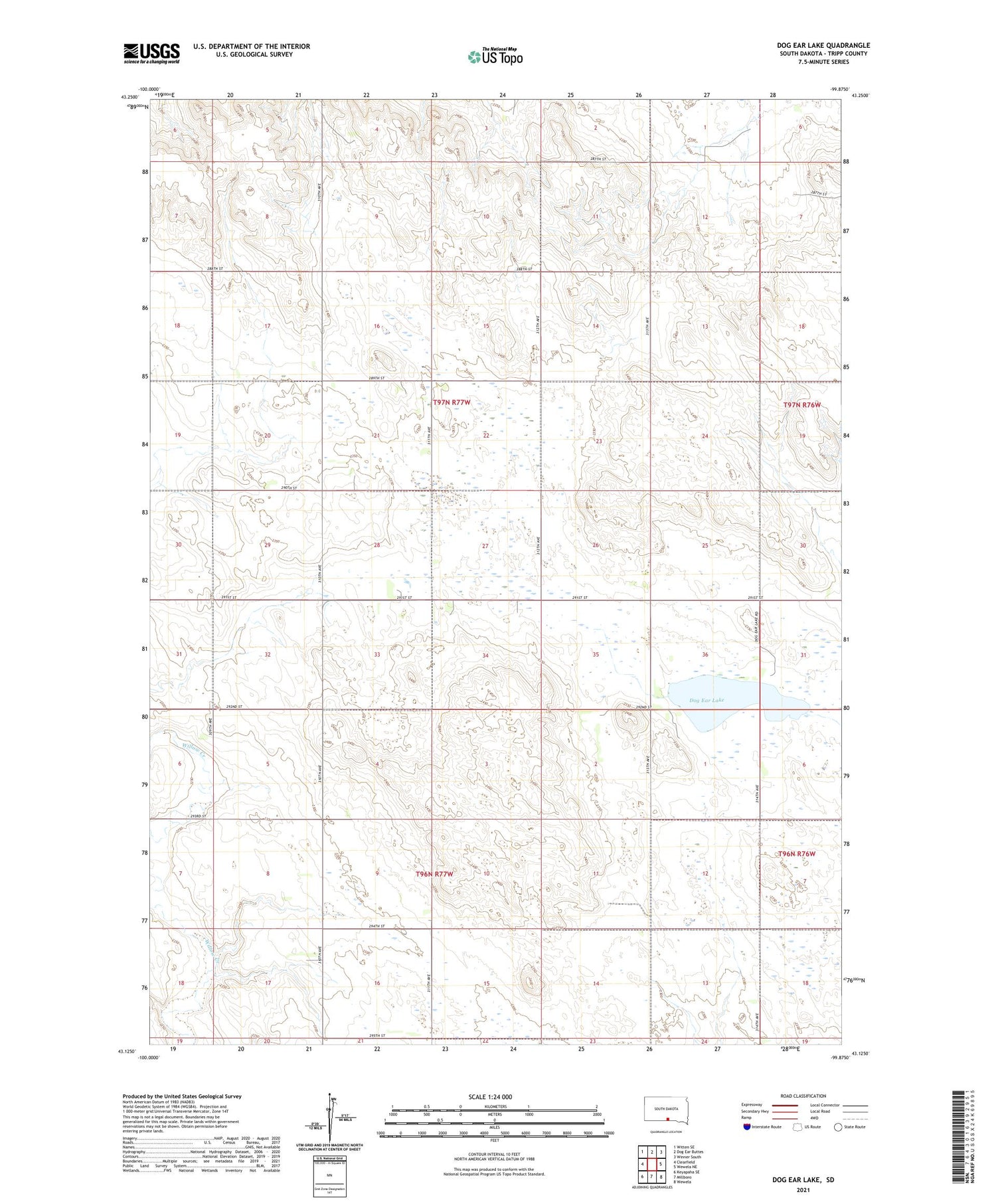 Dog Ear Lake South Dakota US Topo Map Image
