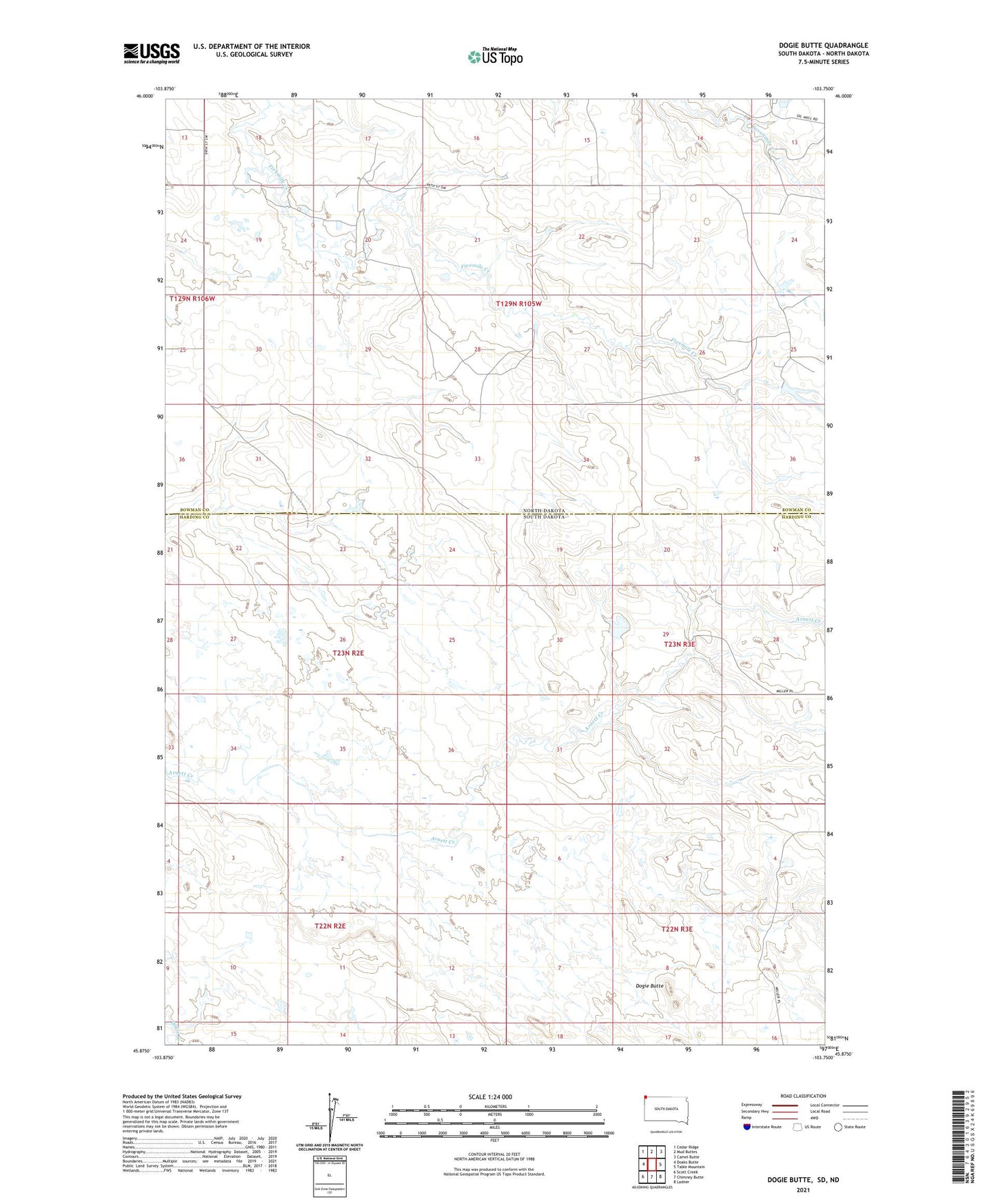 Dogie Butte South Dakota US Topo Map Image