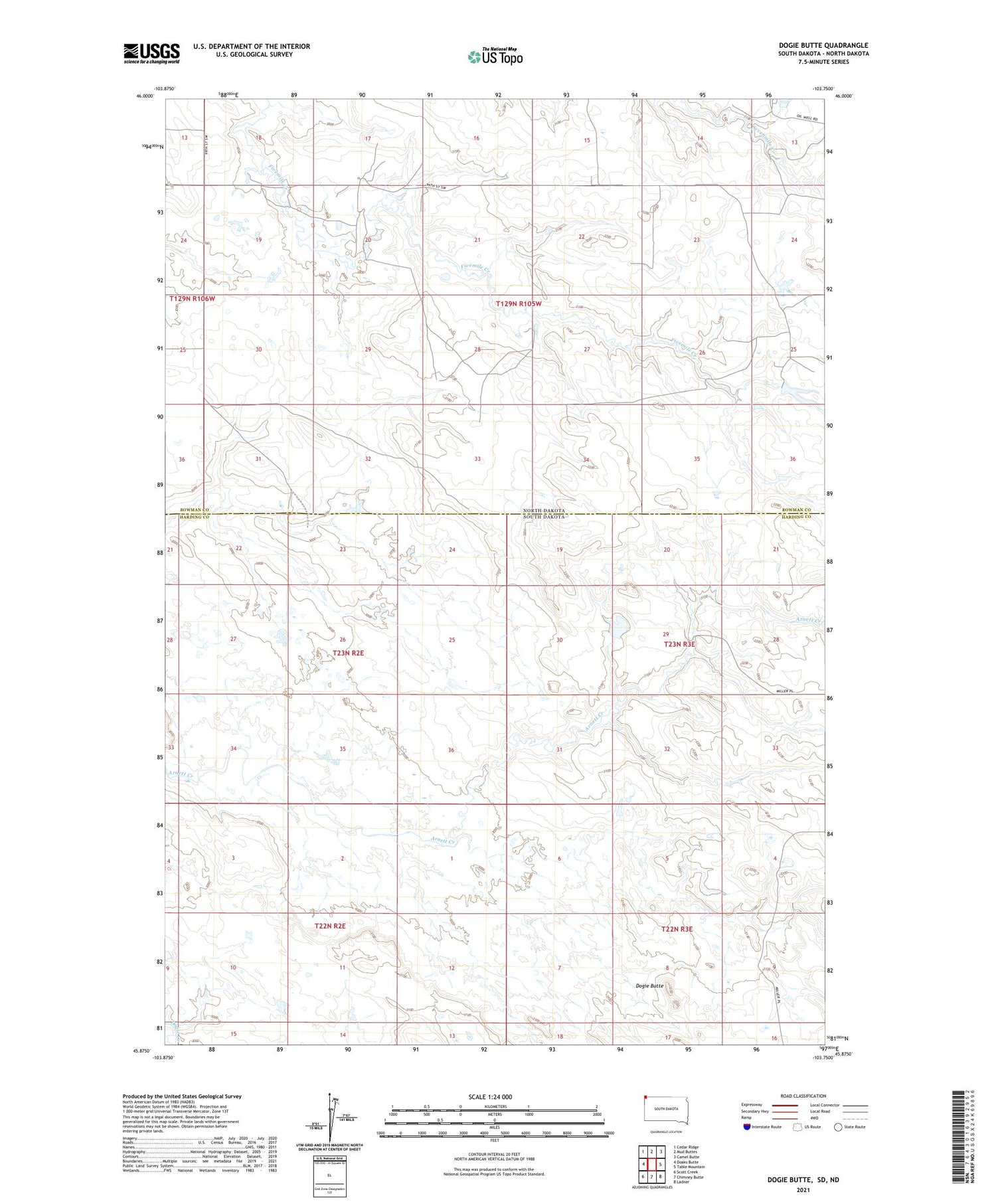 Dogie Butte South Dakota US Topo Map Image