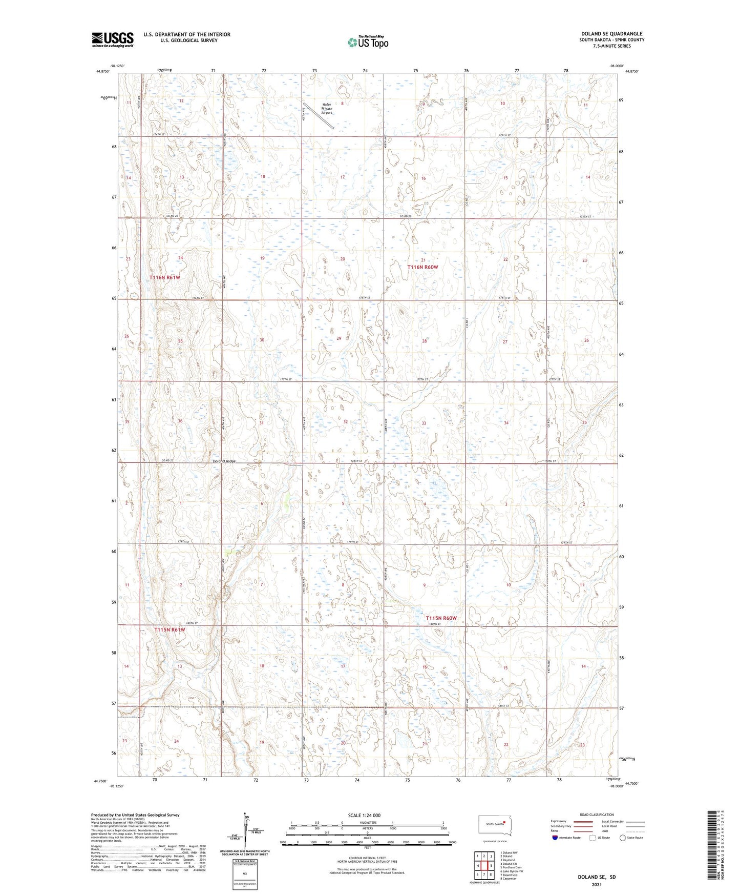 Doland SE South Dakota US Topo Map Image