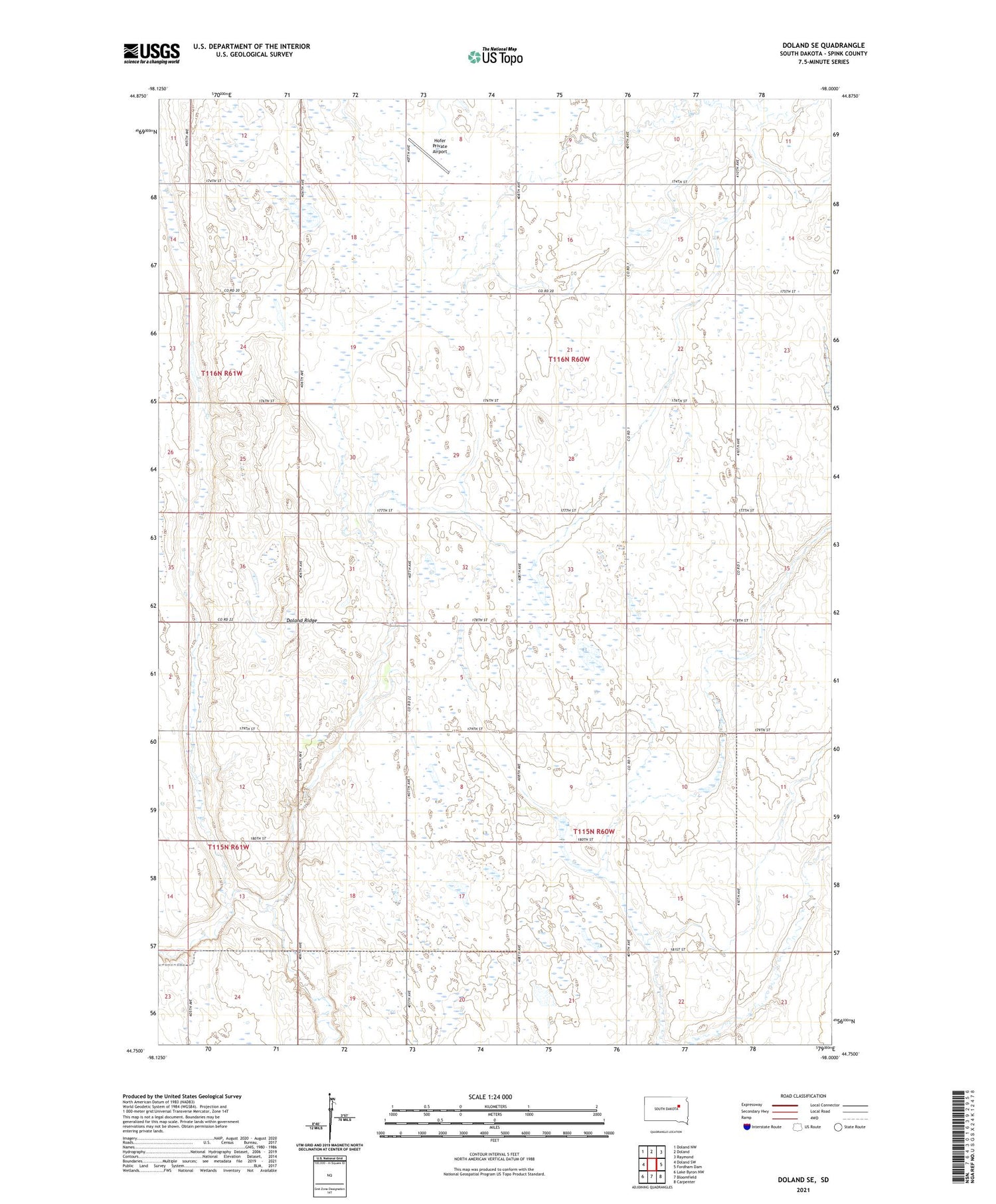 Doland SE South Dakota US Topo Map Image
