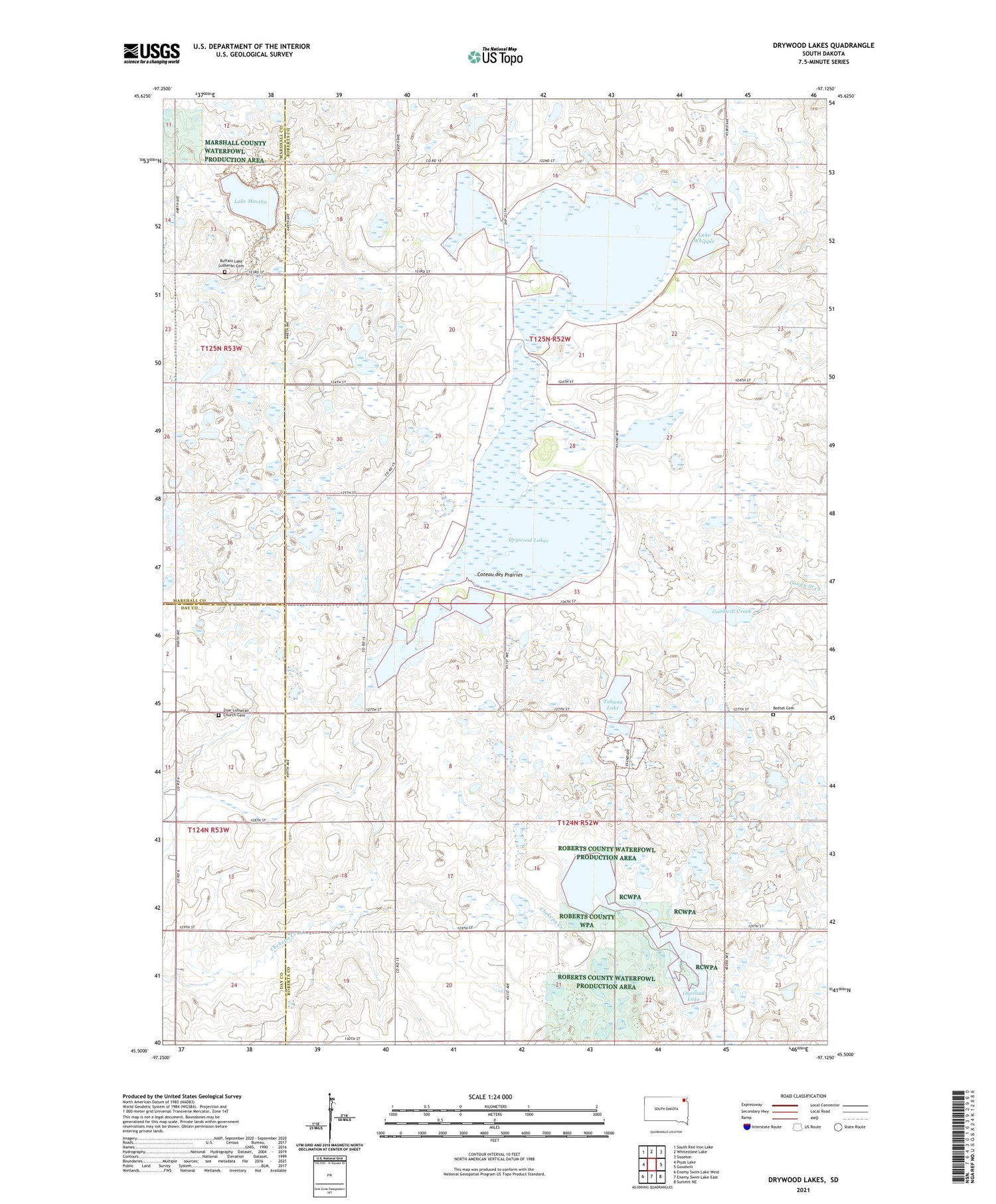 Drywood Lakes South Dakota US Topo Map Image
