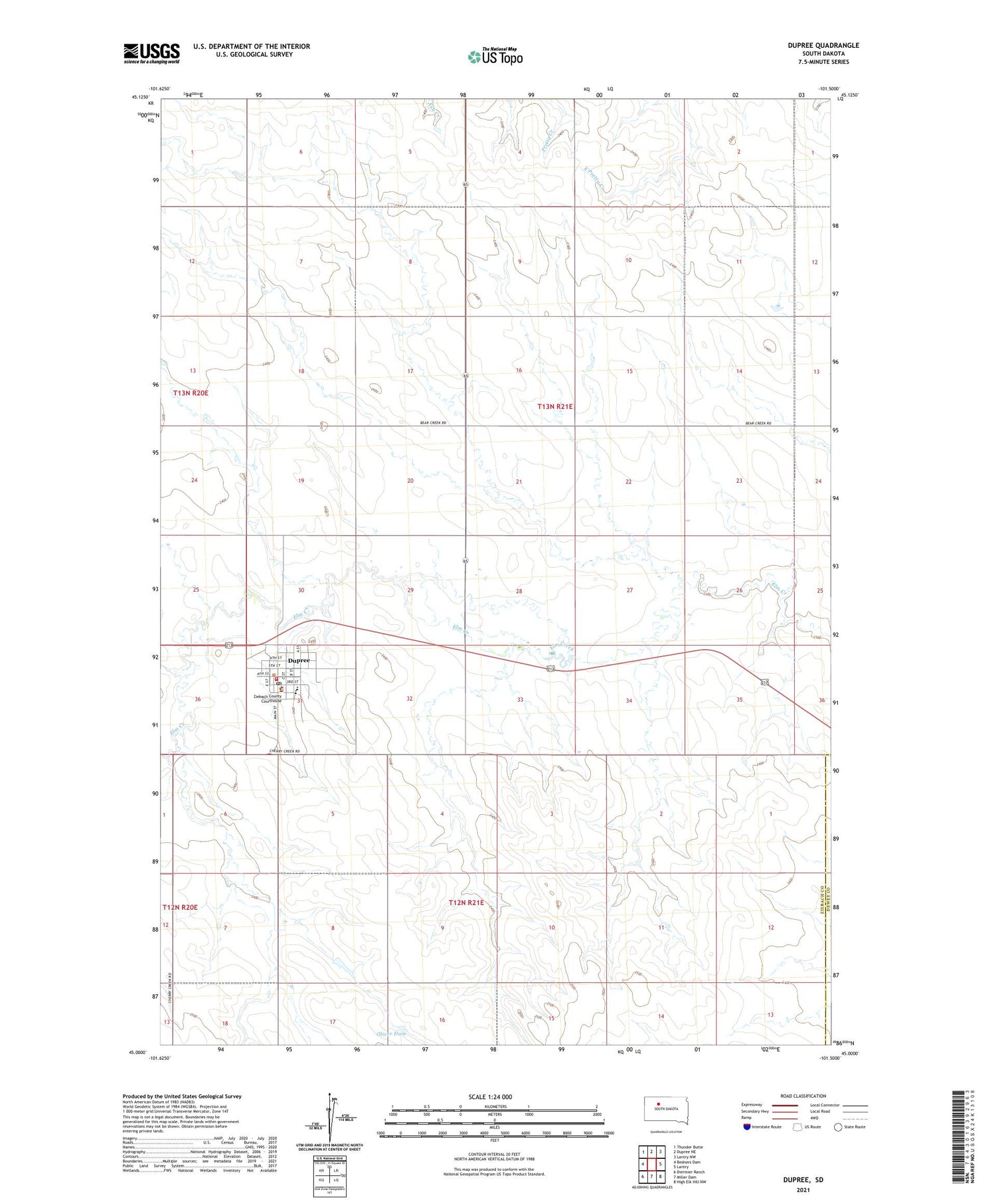 Dupree South Dakota US Topo Map Image