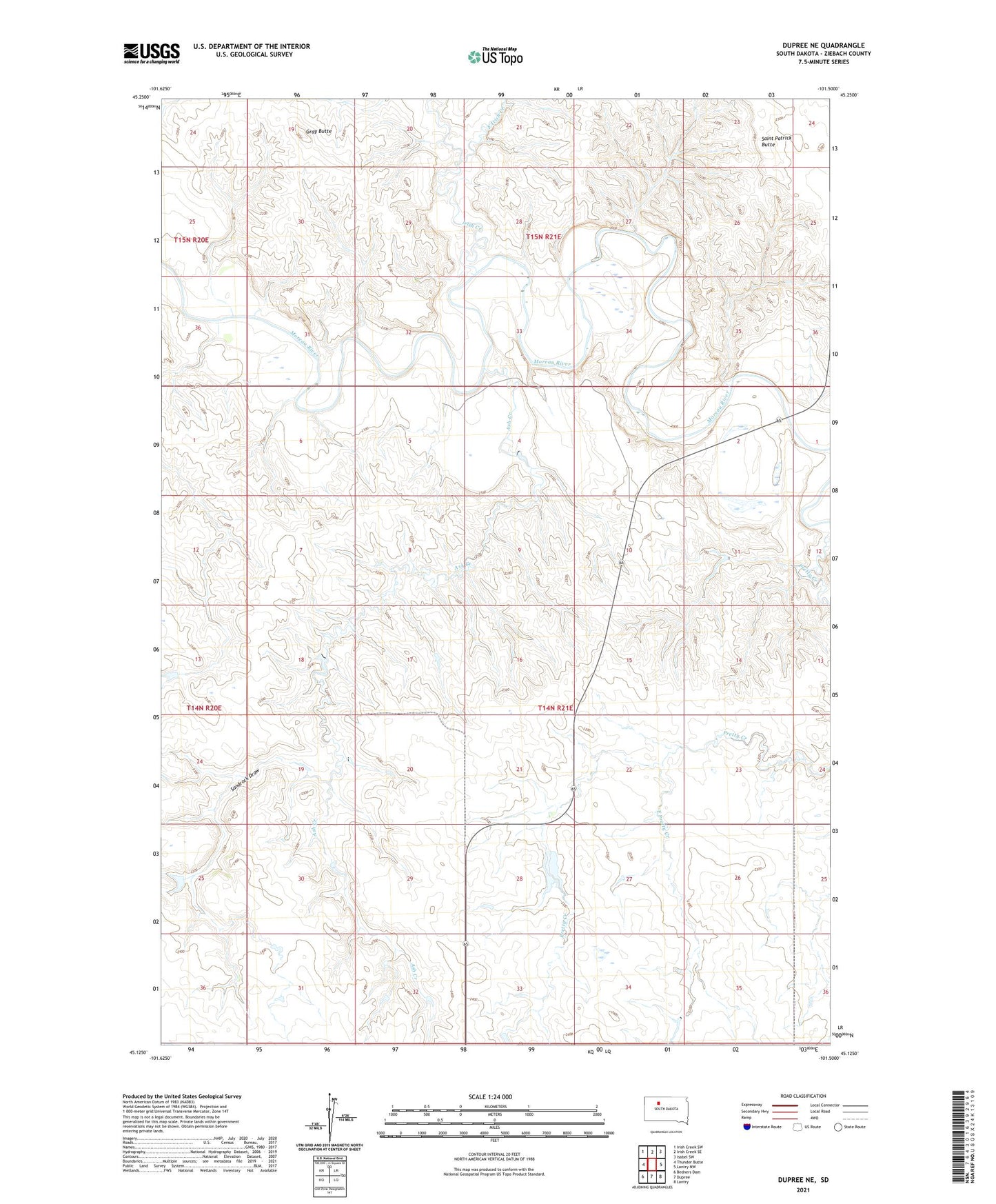 Dupree NE South Dakota US Topo Map Image