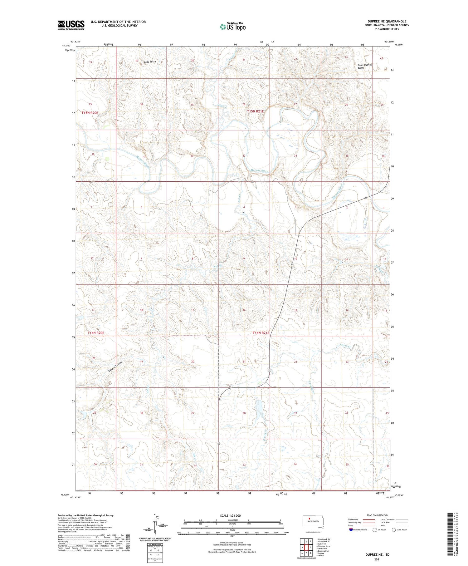Dupree NE South Dakota US Topo Map Image