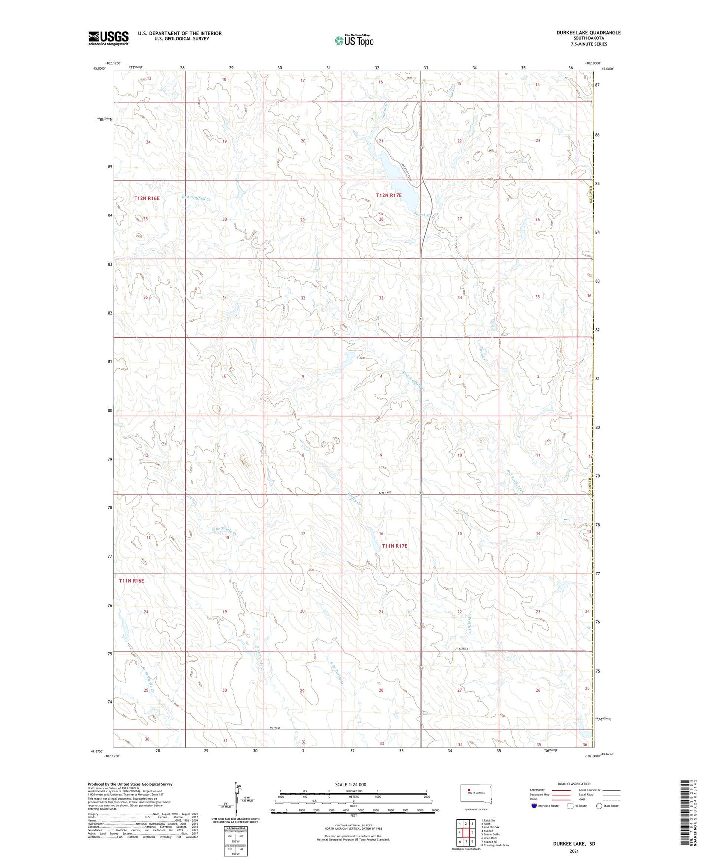 Durkee Lake South Dakota US Topo Map Image