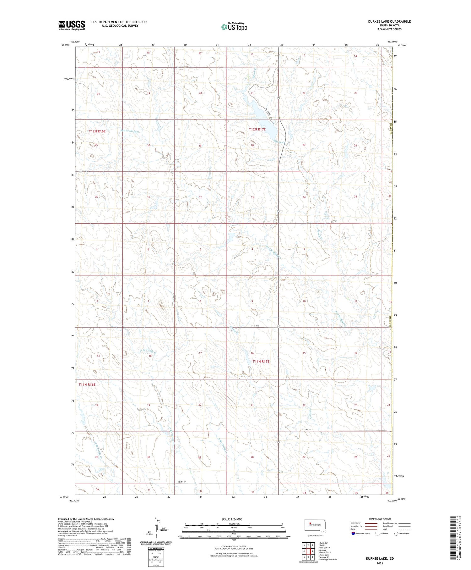 Durkee Lake South Dakota US Topo Map Image