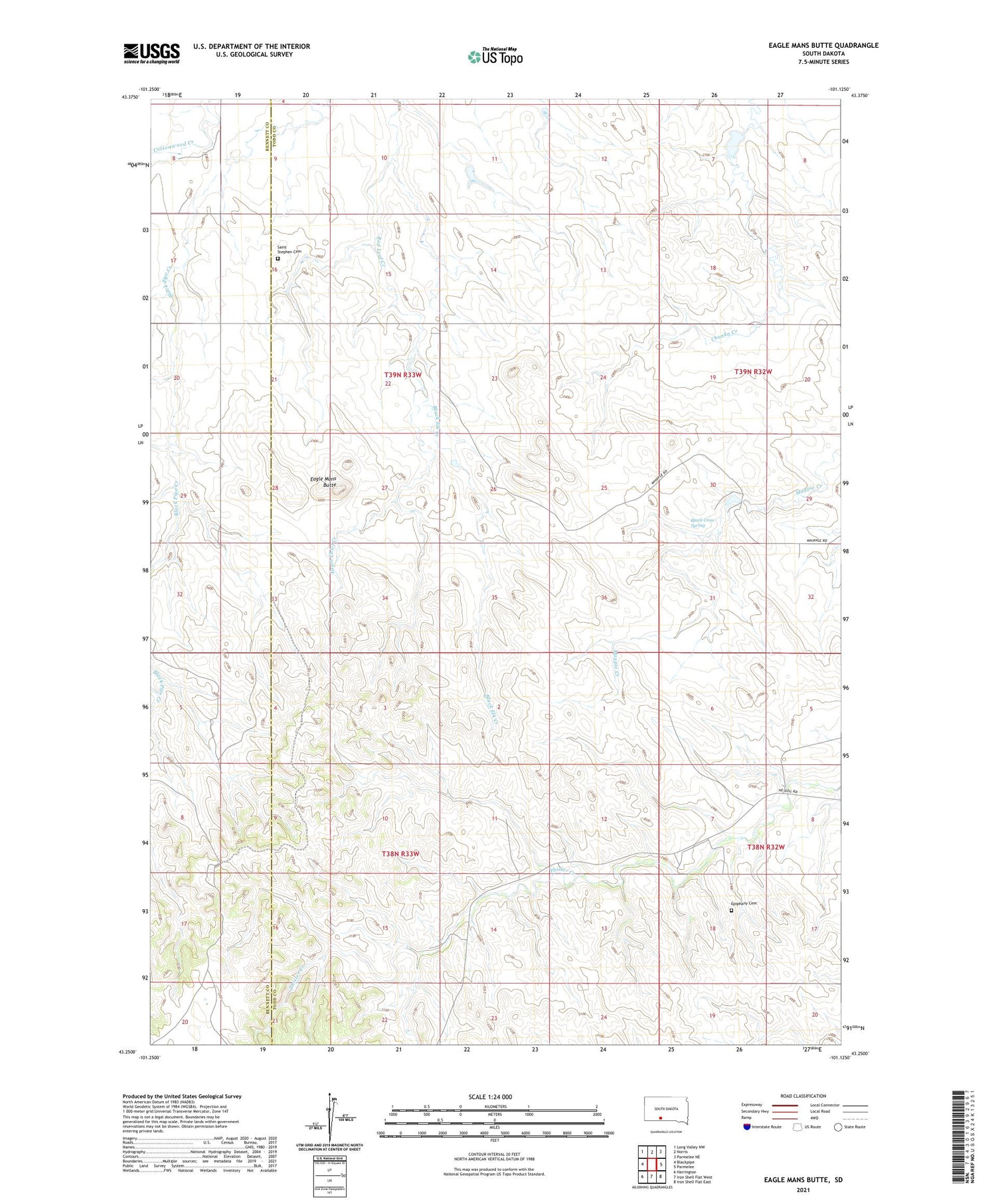 Eagle Mans Butte South Dakota US Topo Map Image