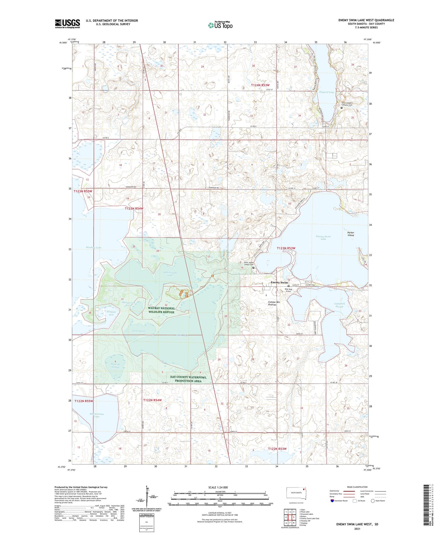 Enemy Swim Lake West South Dakota US Topo Map Image