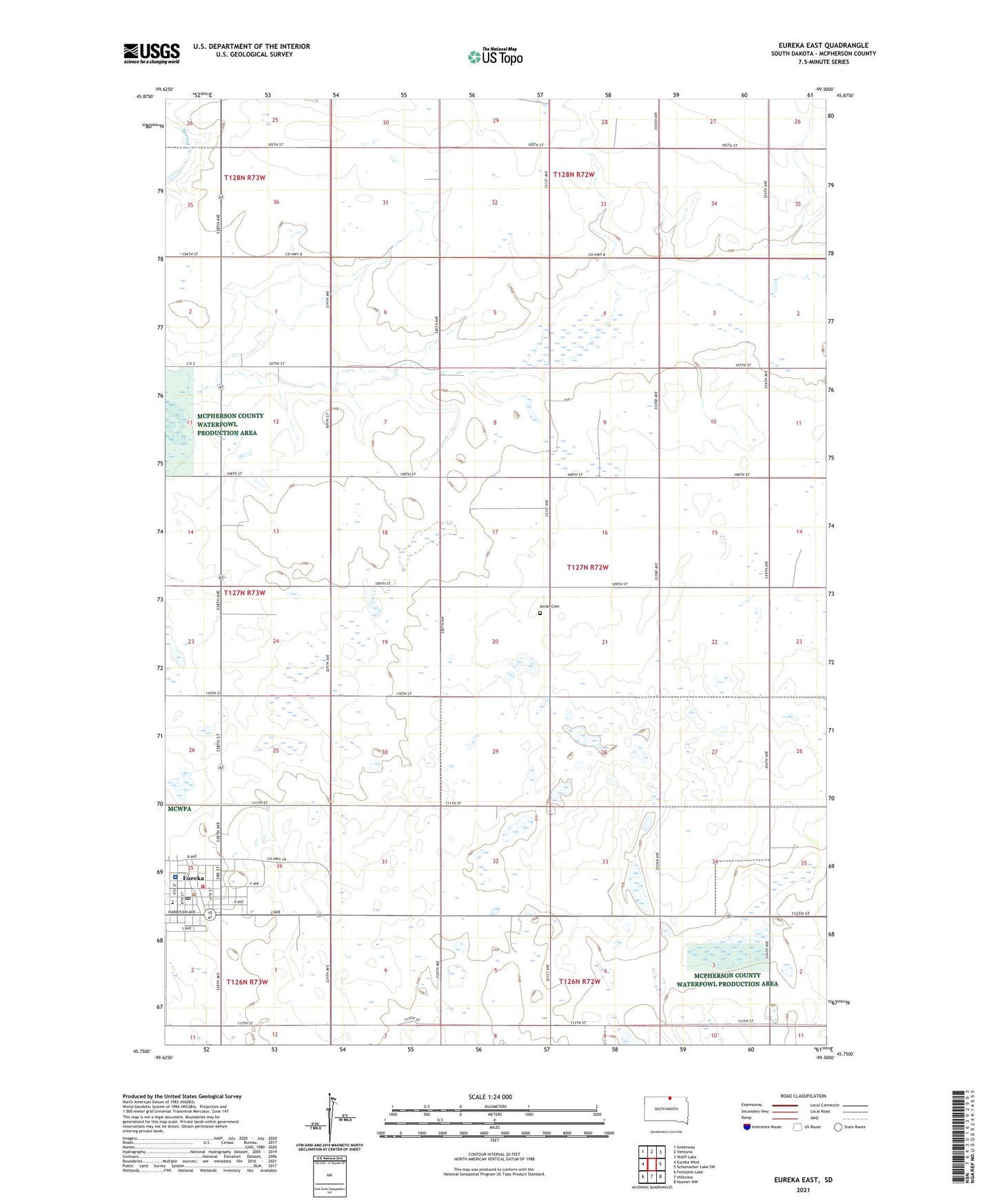 Eureka East South Dakota US Topo Map Image