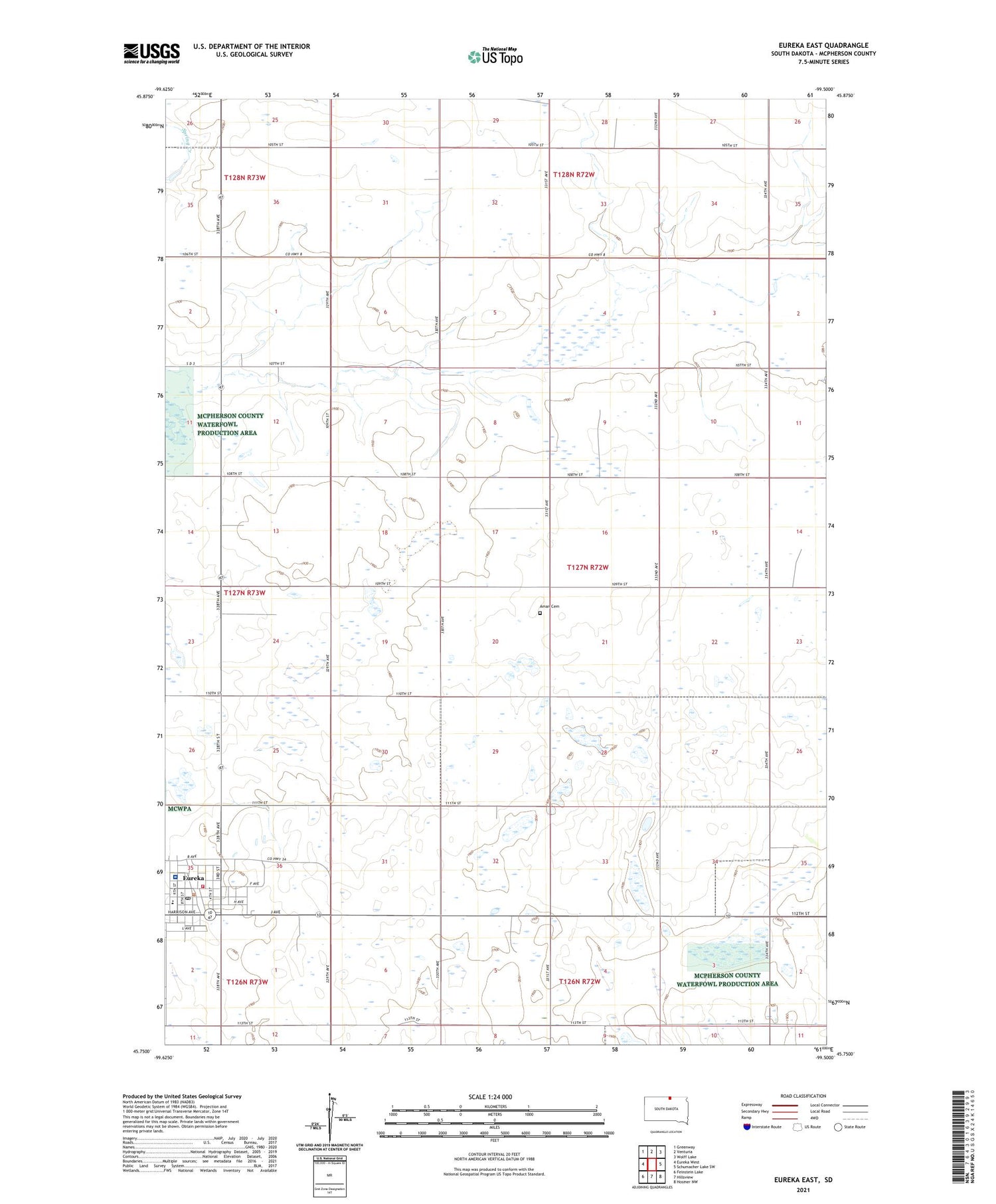 Eureka East South Dakota US Topo Map Image
