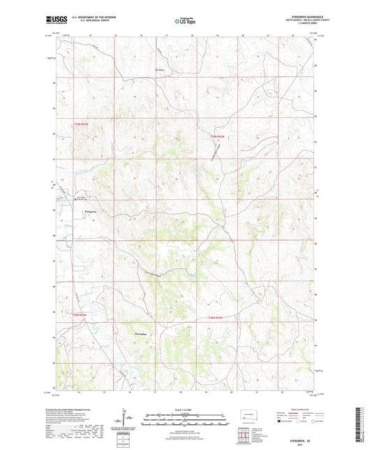 Evergreen South Dakota US Topo Map Image