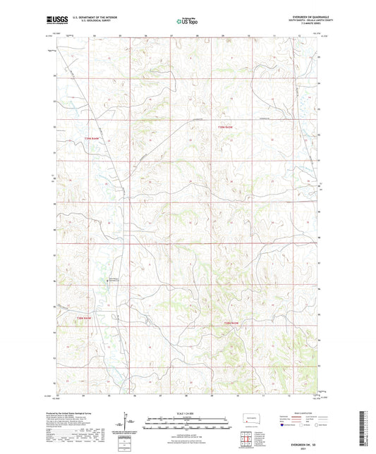 Evergreen SW South Dakota US Topo Map Image