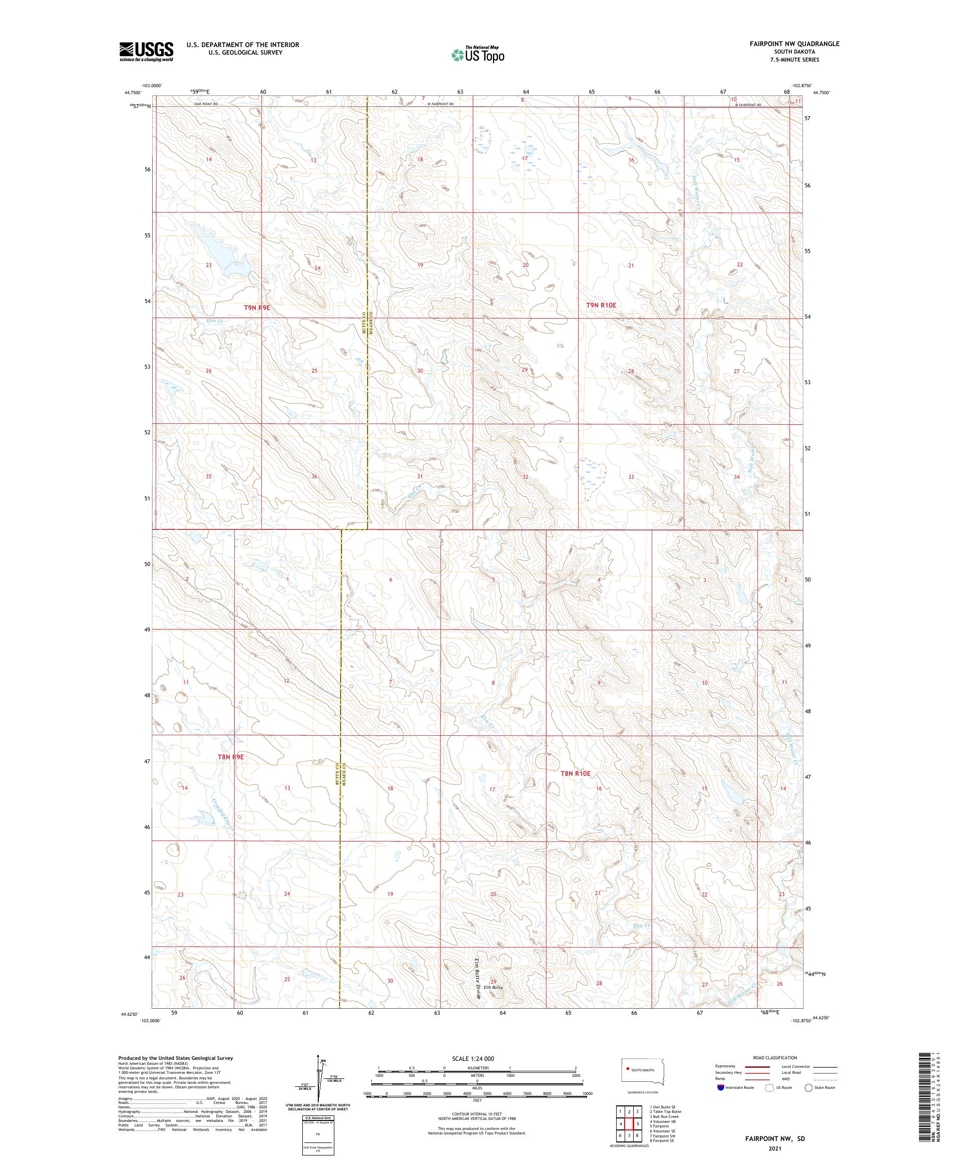Fairpoint NW South Dakota US Topo Map – MyTopo Map Store