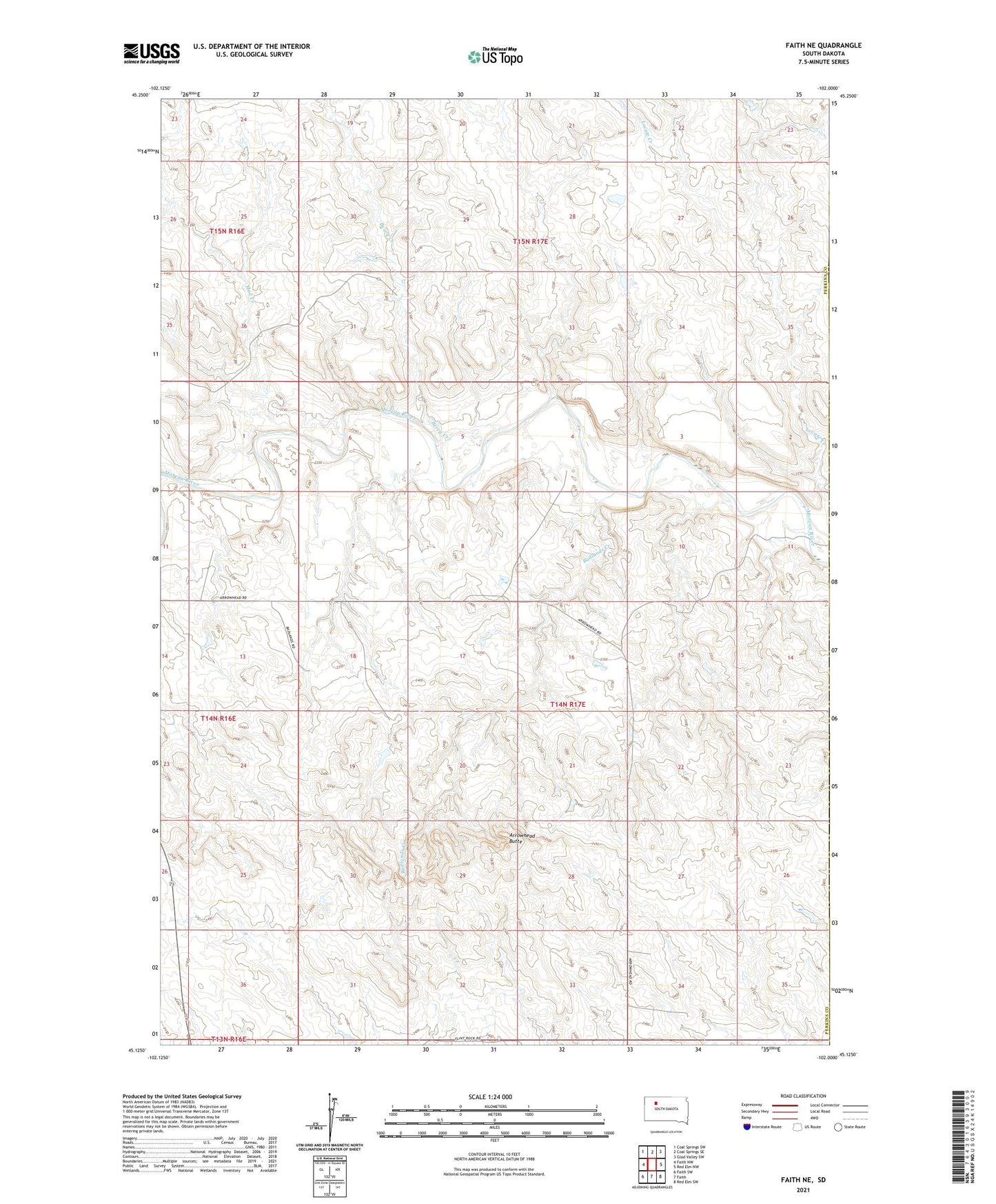 Faith NE South Dakota US Topo Map Image