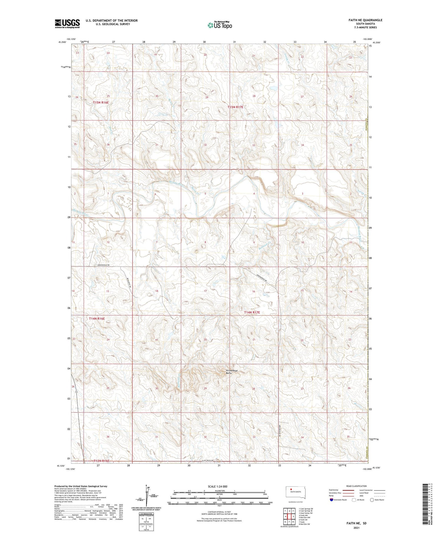 Faith NE South Dakota US Topo Map Image