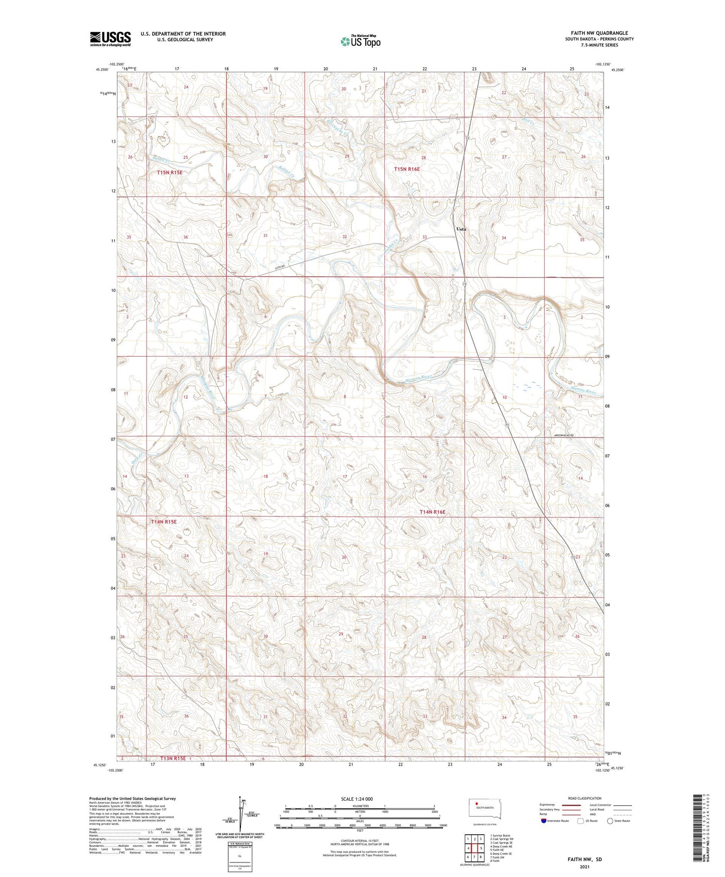 Faith NW South Dakota US Topo Map Image