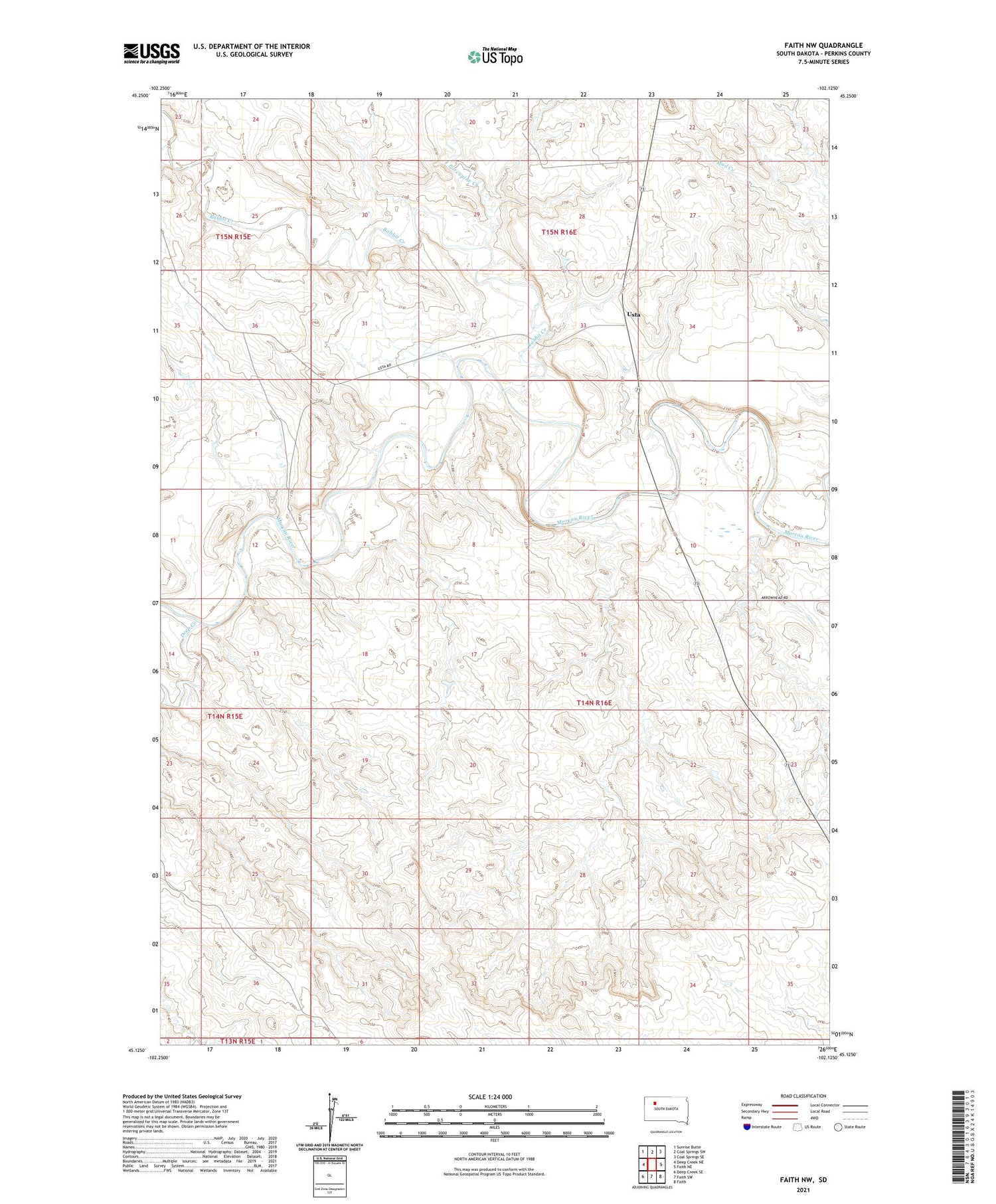 Faith NW South Dakota US Topo Map Image