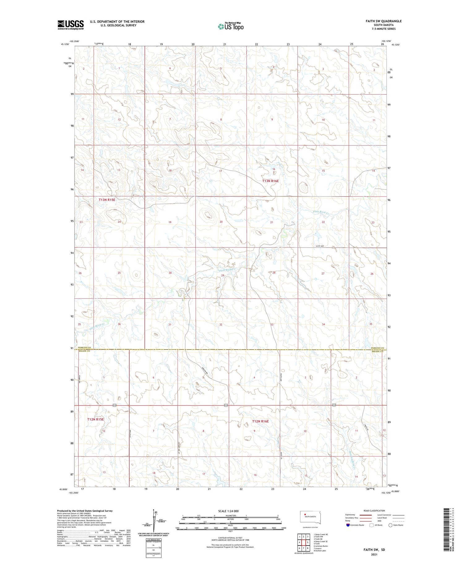 Faith SW South Dakota US Topo Map Image