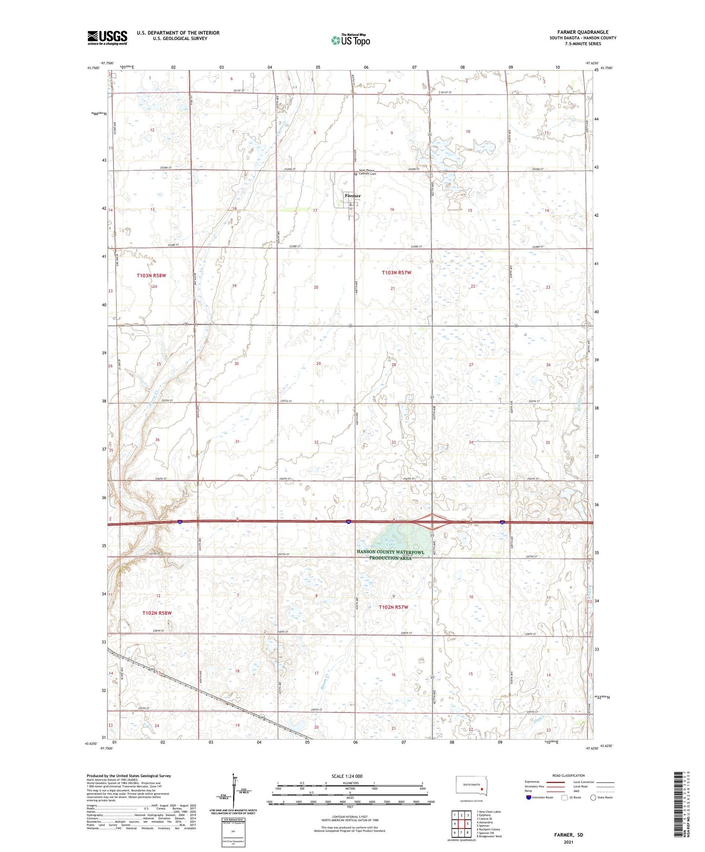 Farmer South Dakota US Topo Map Image