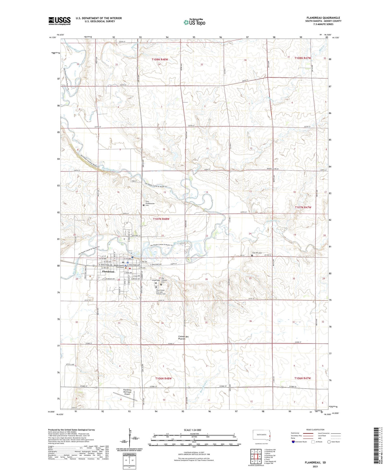 Flandreau South Dakota US Topo Map Image