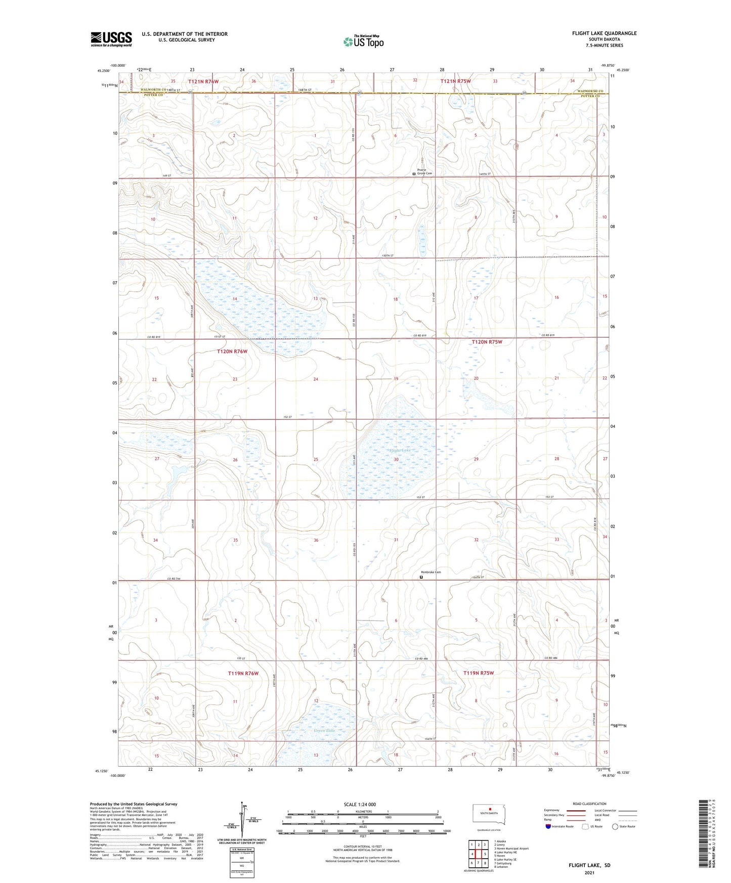 Flight Lake South Dakota US Topo Map Image