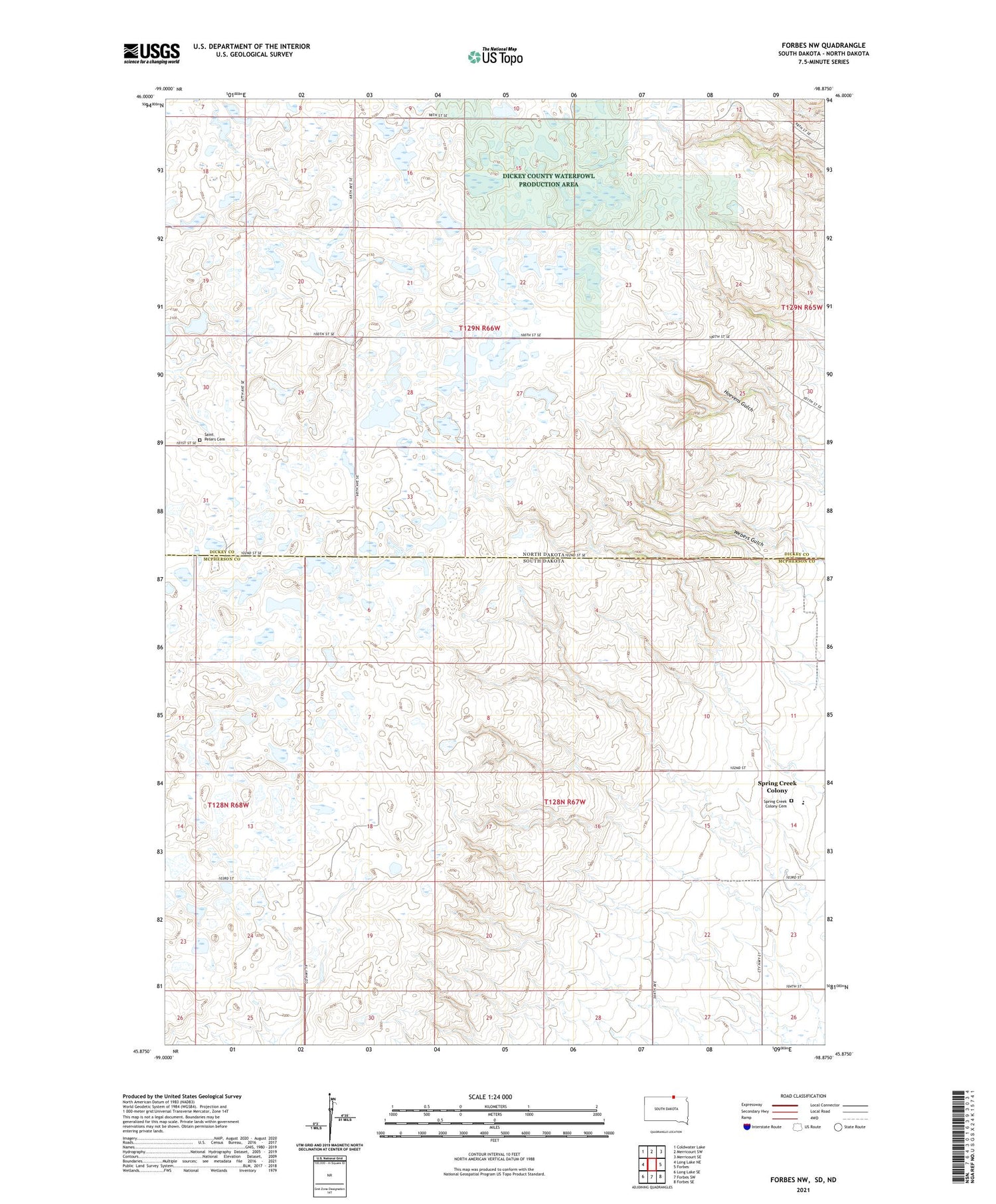 Forbes NW South Dakota US Topo Map Image