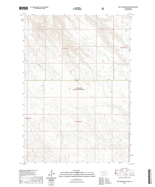 Fort George Butte NW South Dakota US Topo Map Image