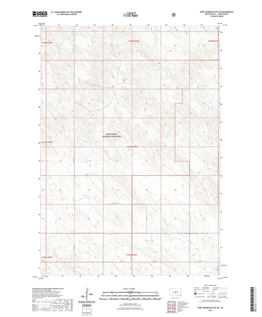 Fort George Butte SW South Dakota US Topo Map Image