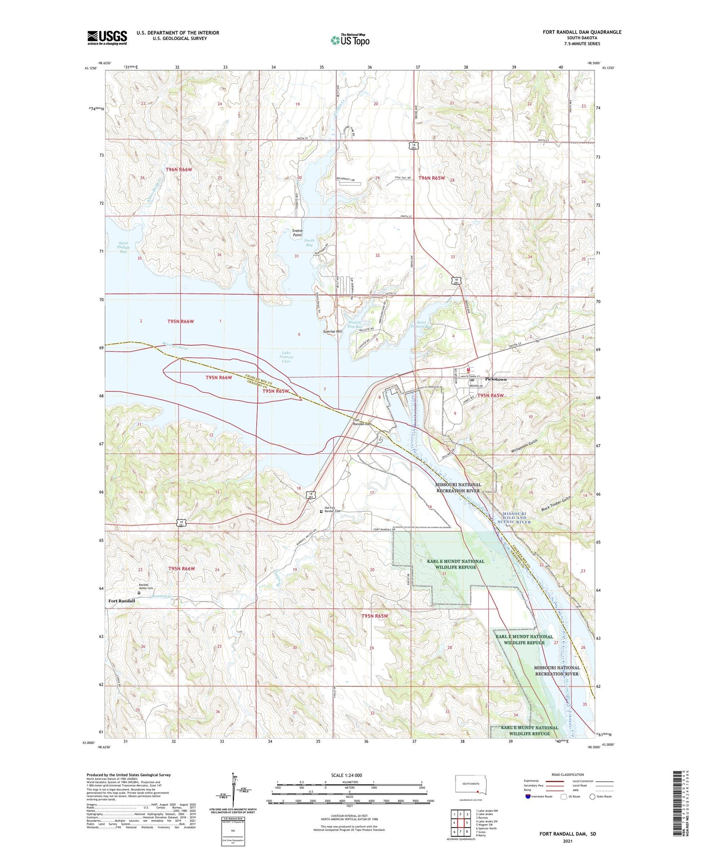 Fort Randall Dam South Dakota US Topo Map Image