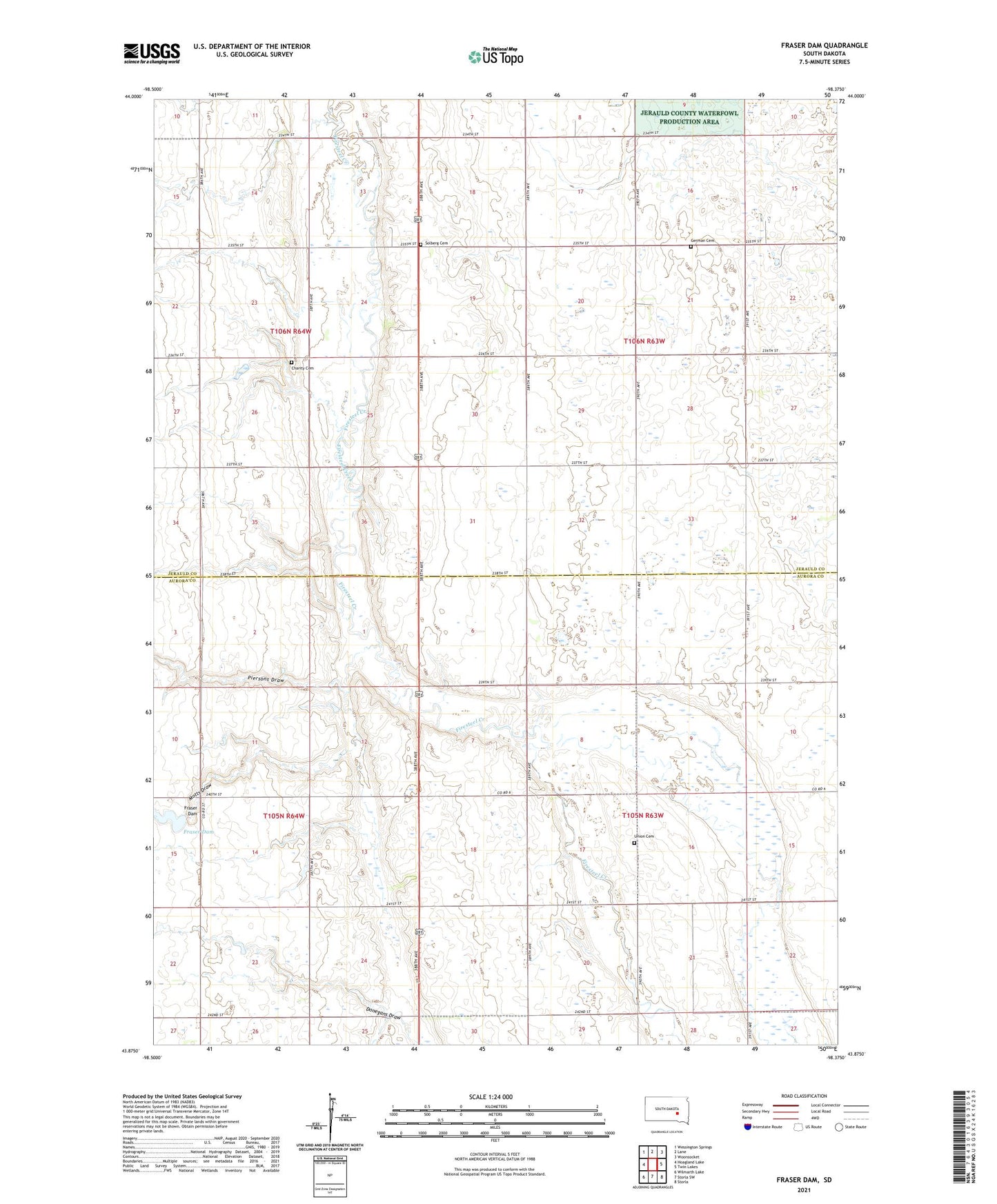 Fraser Dam South Dakota US Topo Map Image