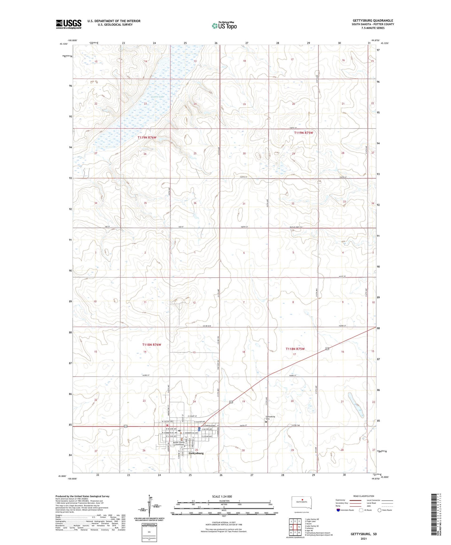 Gettysburg South Dakota US Topo Map Image