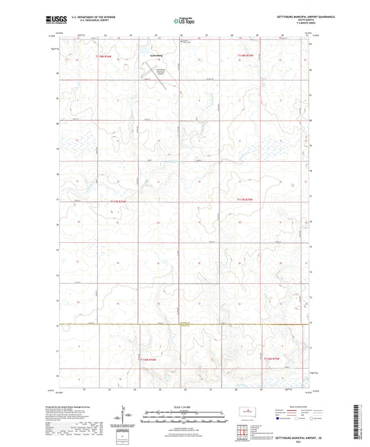 Gettysburg Municipal Airport South Dakota US Topo Map Image
