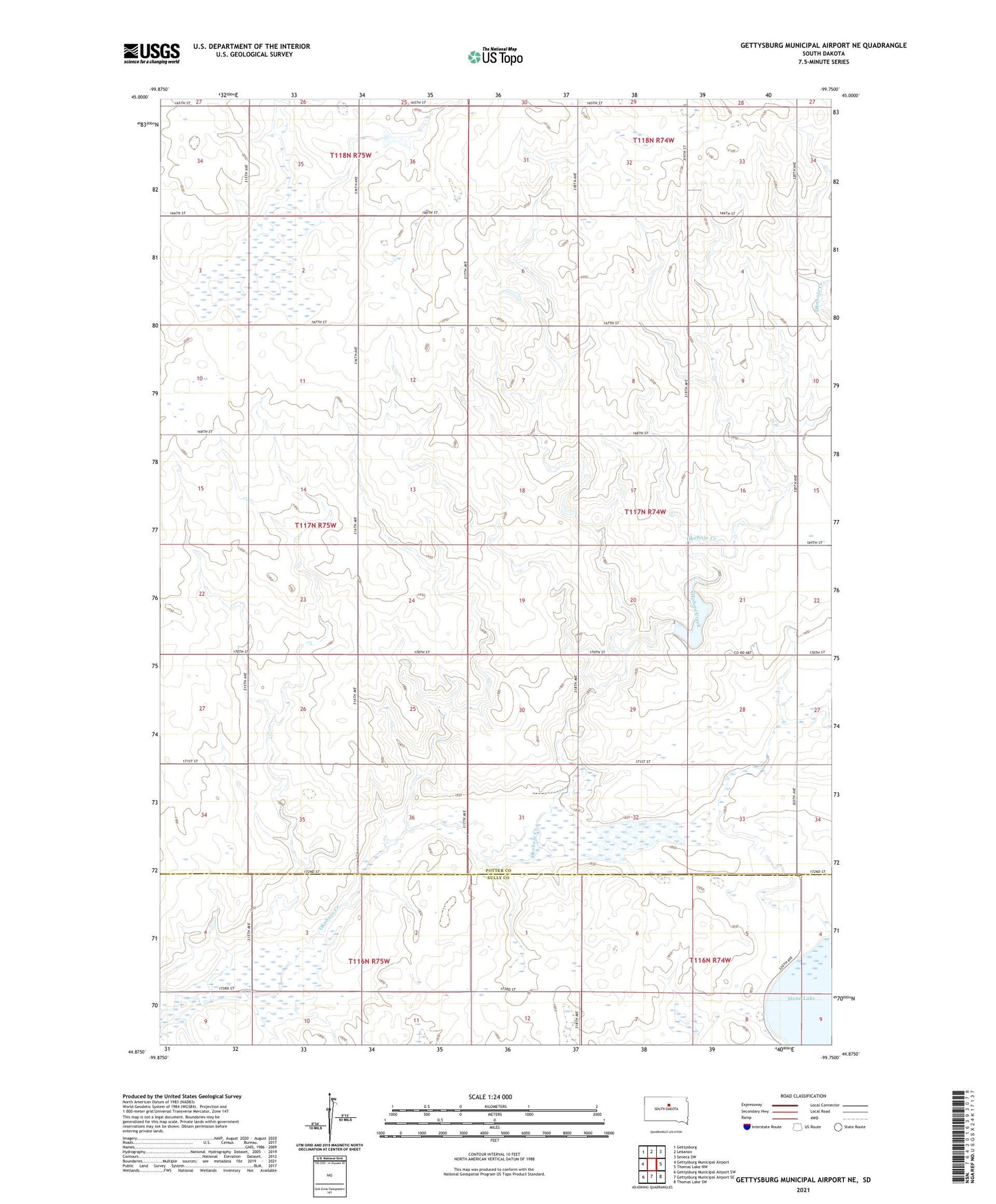 Gettysburg Municipal Airport NE South Dakota US Topo Map Image