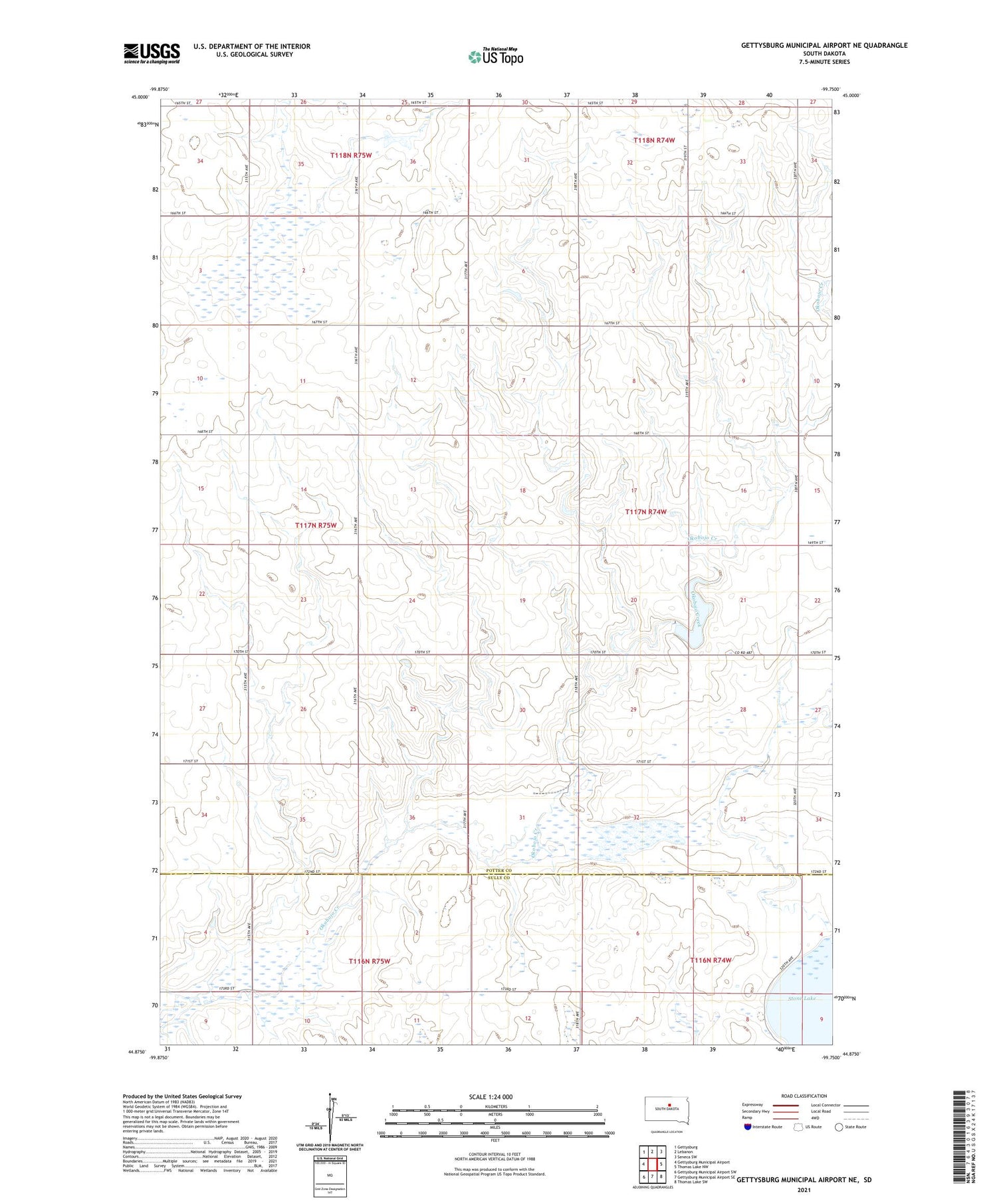 Gettysburg Municipal Airport NE South Dakota US Topo Map Image