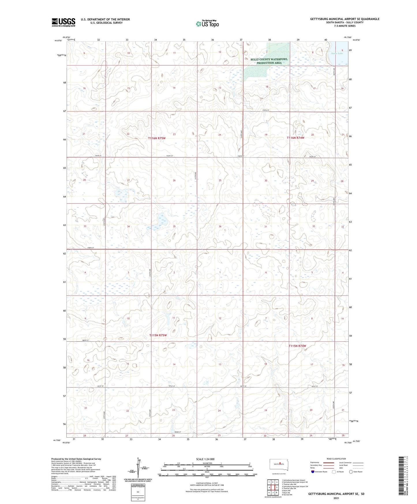 Gettysburg Municipal Airport SE South Dakota US Topo Map Image