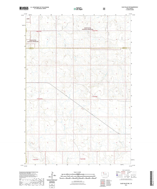 Glad Valley NW South Dakota US Topo Map Image