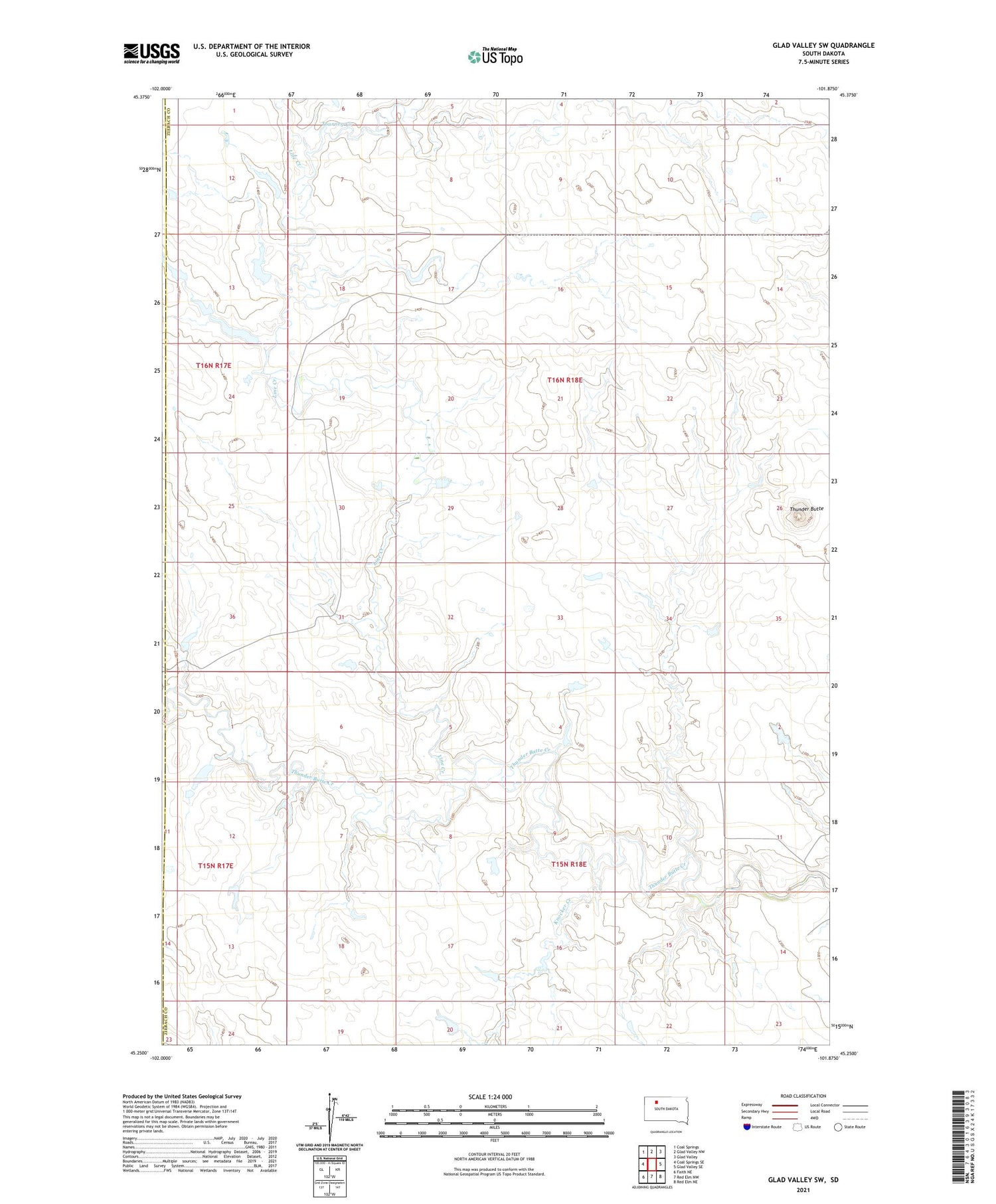 Glad Valley SW South Dakota US Topo Map Image