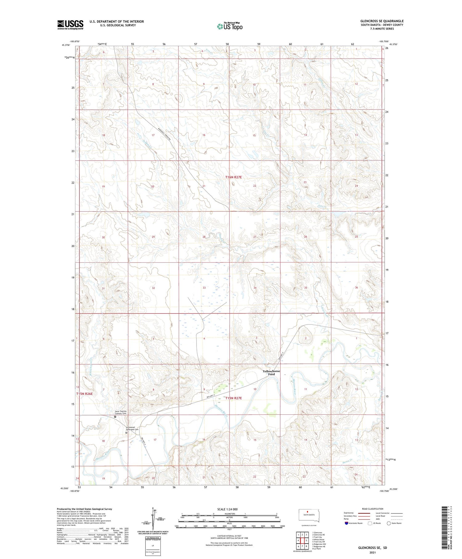 Glencross SE South Dakota US Topo Map Image