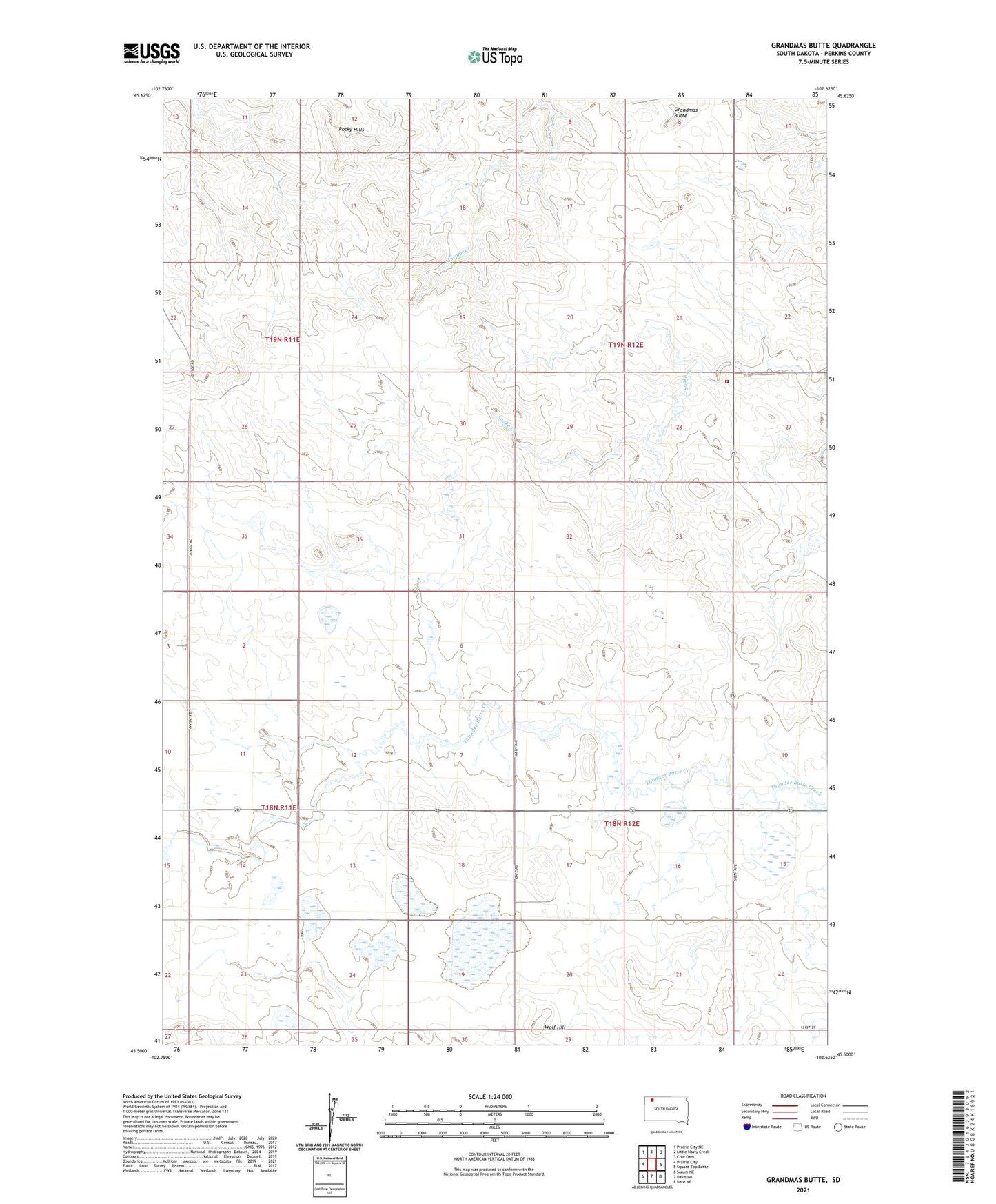 Grandmas Butte South Dakota US Topo Map Image