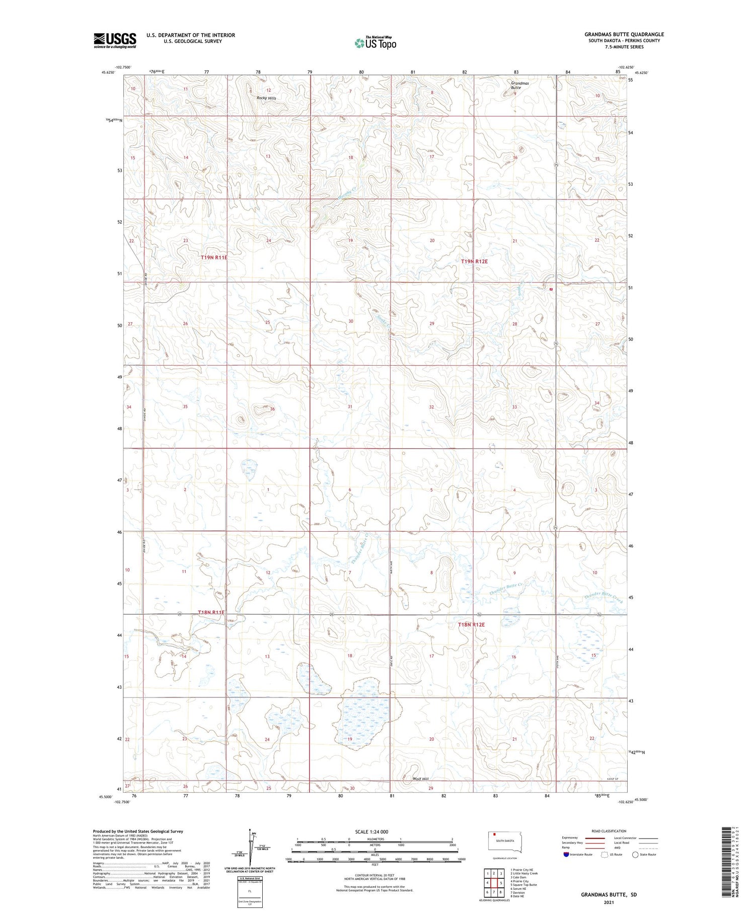 Grandmas Butte South Dakota US Topo Map Image