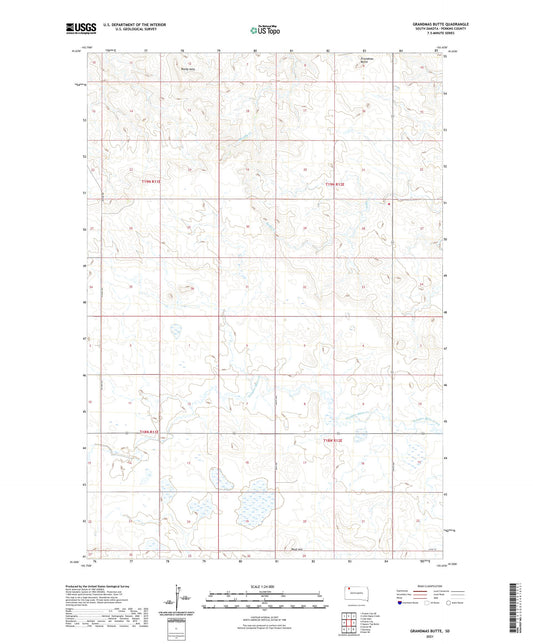 Grandmas Butte South Dakota US Topo Map Image