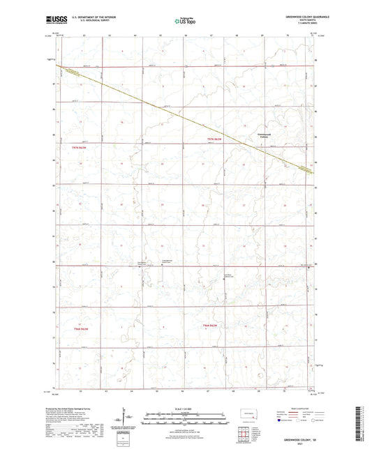 Greenwood Colony South Dakota US Topo Map Image