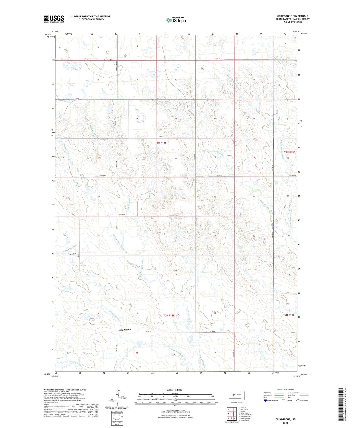Grindstone South Dakota US Topo Map Image