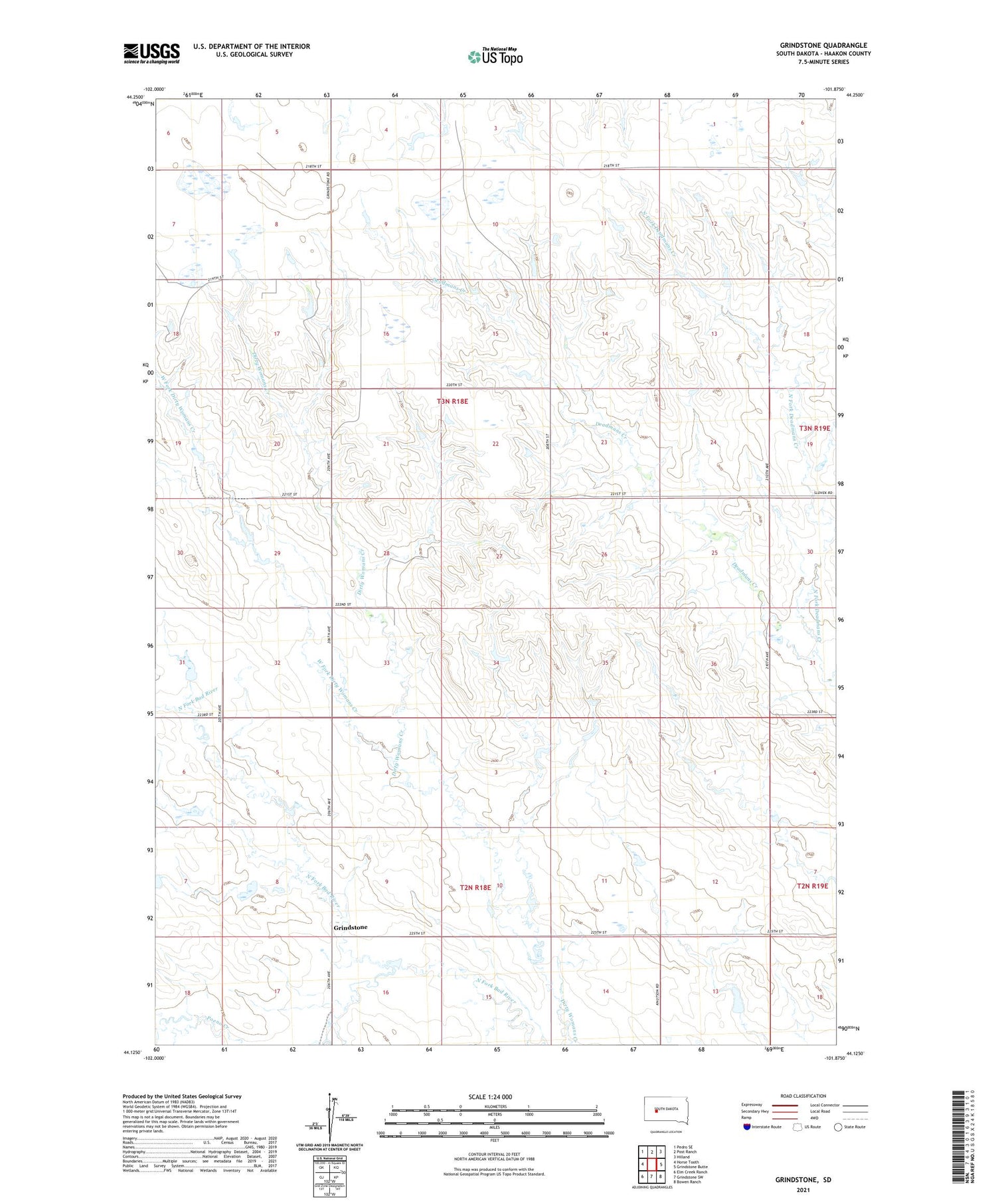 Grindstone South Dakota US Topo Map Image