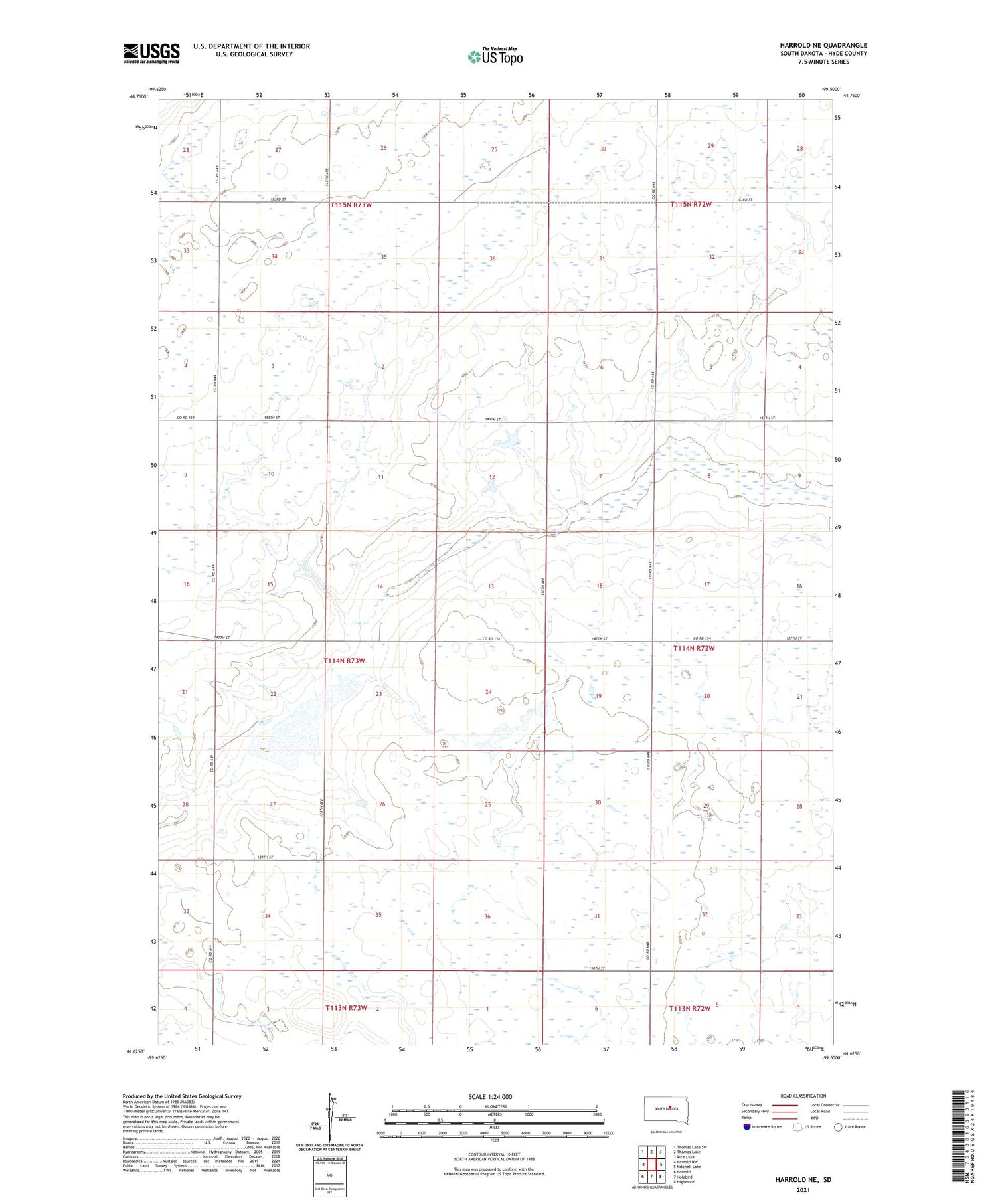 Harrold NE South Dakota US Topo Map Image